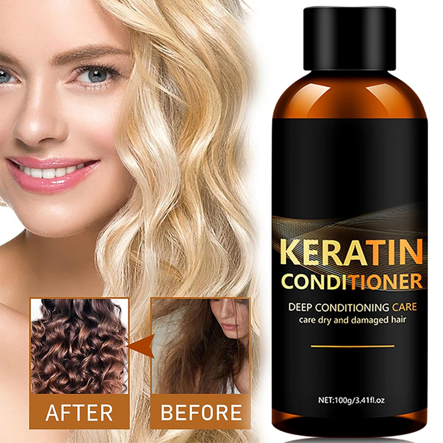 Keratin Shampoo and Conditioner Set, Travel Size Shampoo & Conditioner Set Sulfate-Free Nourishing & Moisturizing Formula for Dry Damaged Curly Straight or Color Treated Hair, 2 x 3.41 Fl Oz - Image 2