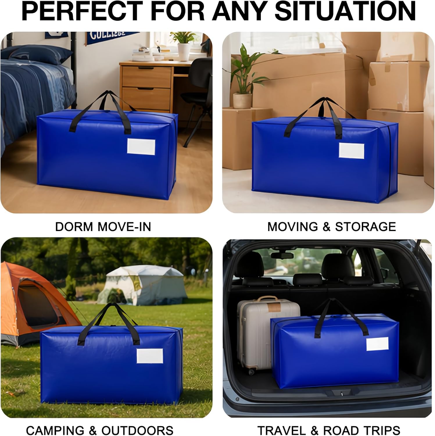 8 Pack Reusable Moving Bags Heavy Duty Backpack Straps Big Plastic Storage Totes for Camping Travel Home RV Woven Foldable Luggags Moving Bags for College Student Dorm Room Essentials 93 L 25 Gallons