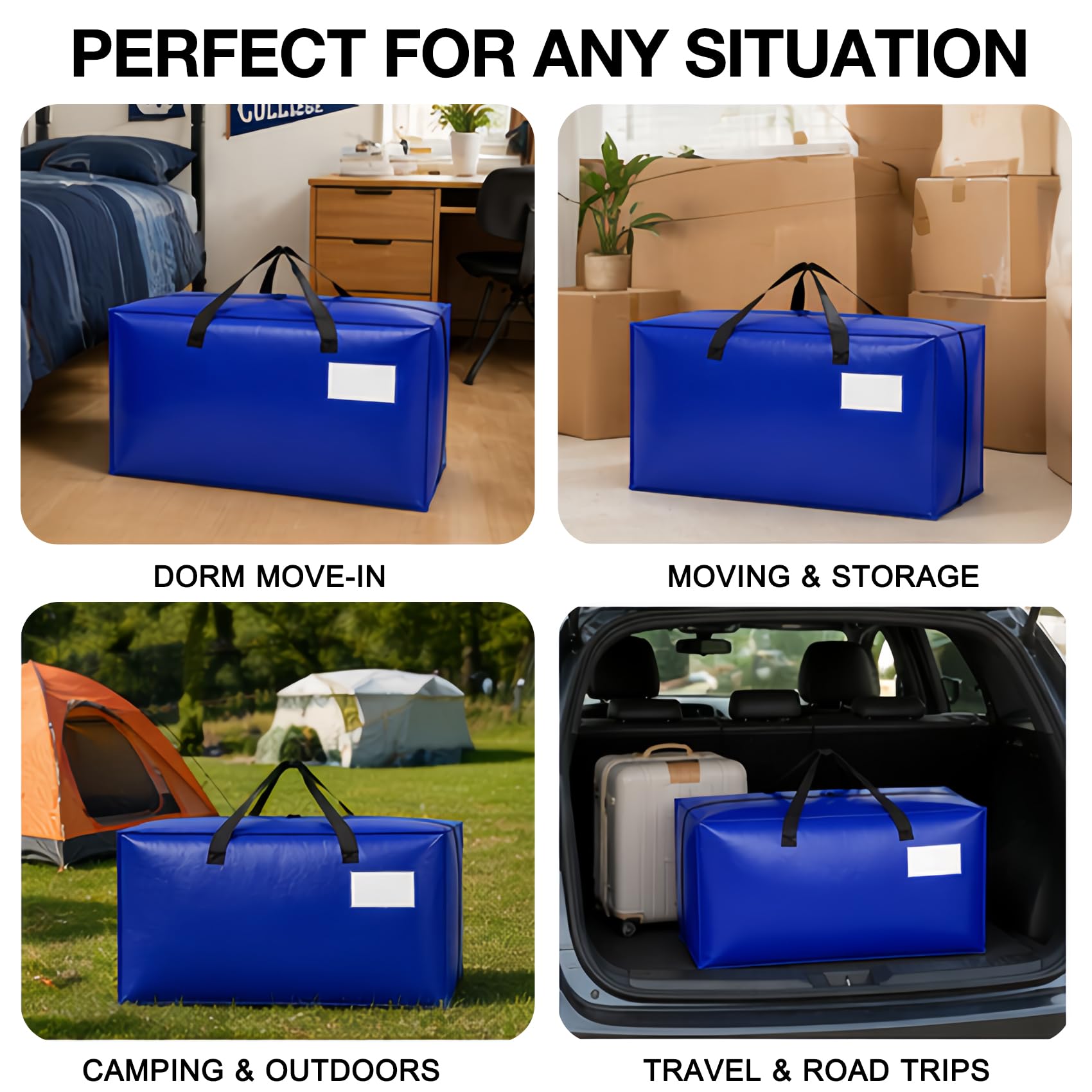 Confezione da 8 borse riutilizzabili in plastica resistente, per campeggio, viaggi, casa, camper, bagagli pieghevoli in tessuto, borse per trasloco per studenti universitari, dormitori, accessori