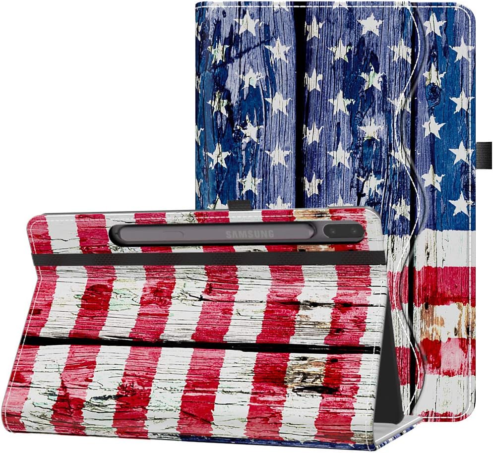 VORI Case for Galaxy Tab S6 10.5, Support S Pen Wireless Charging, Multi-Angle Viewing Smart Cover with Auto Wake/Sleep and Hand Strap for Samsung Model SM-T860/T865/T867 2019 Release, American Flag