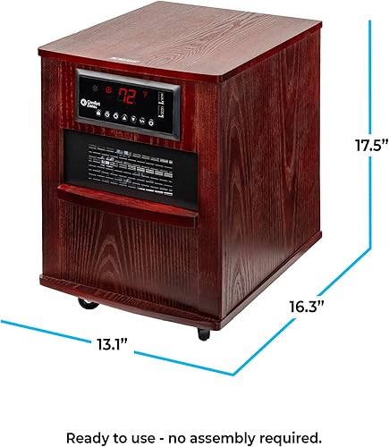 Miniatura 8 de Comfort Zone Calentador eléctrico de cuarzo infrarrojo de 20 pulgadas con puertos de carga USB integrados y control remoto, temporizador,