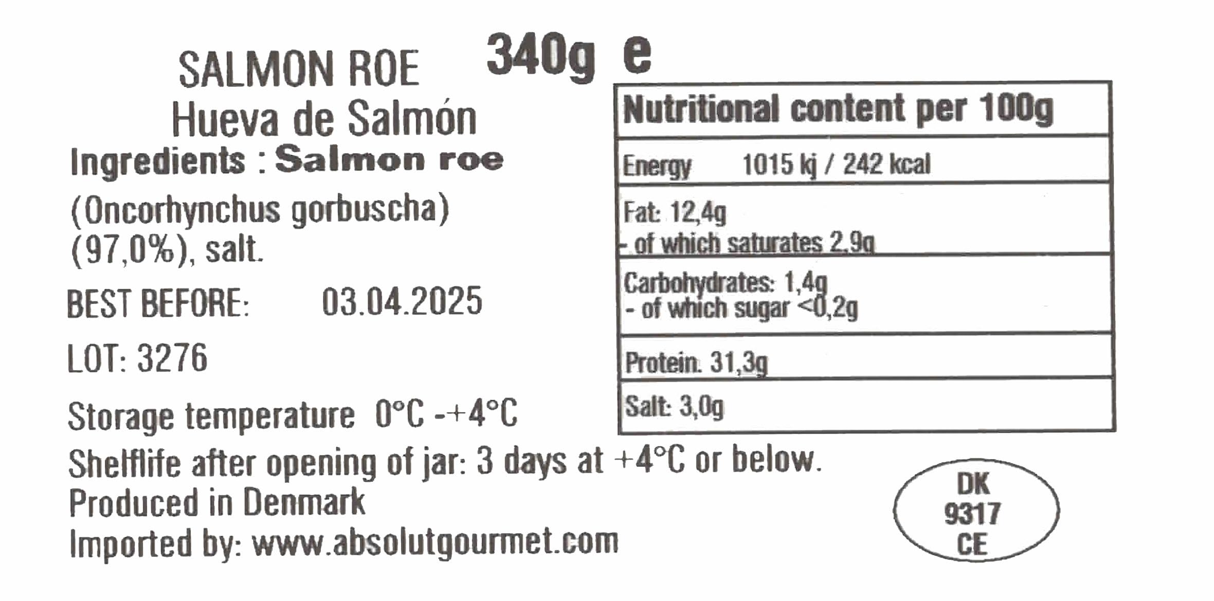 Caviar Rojo de Chum Salmon (Keta) 340 gr