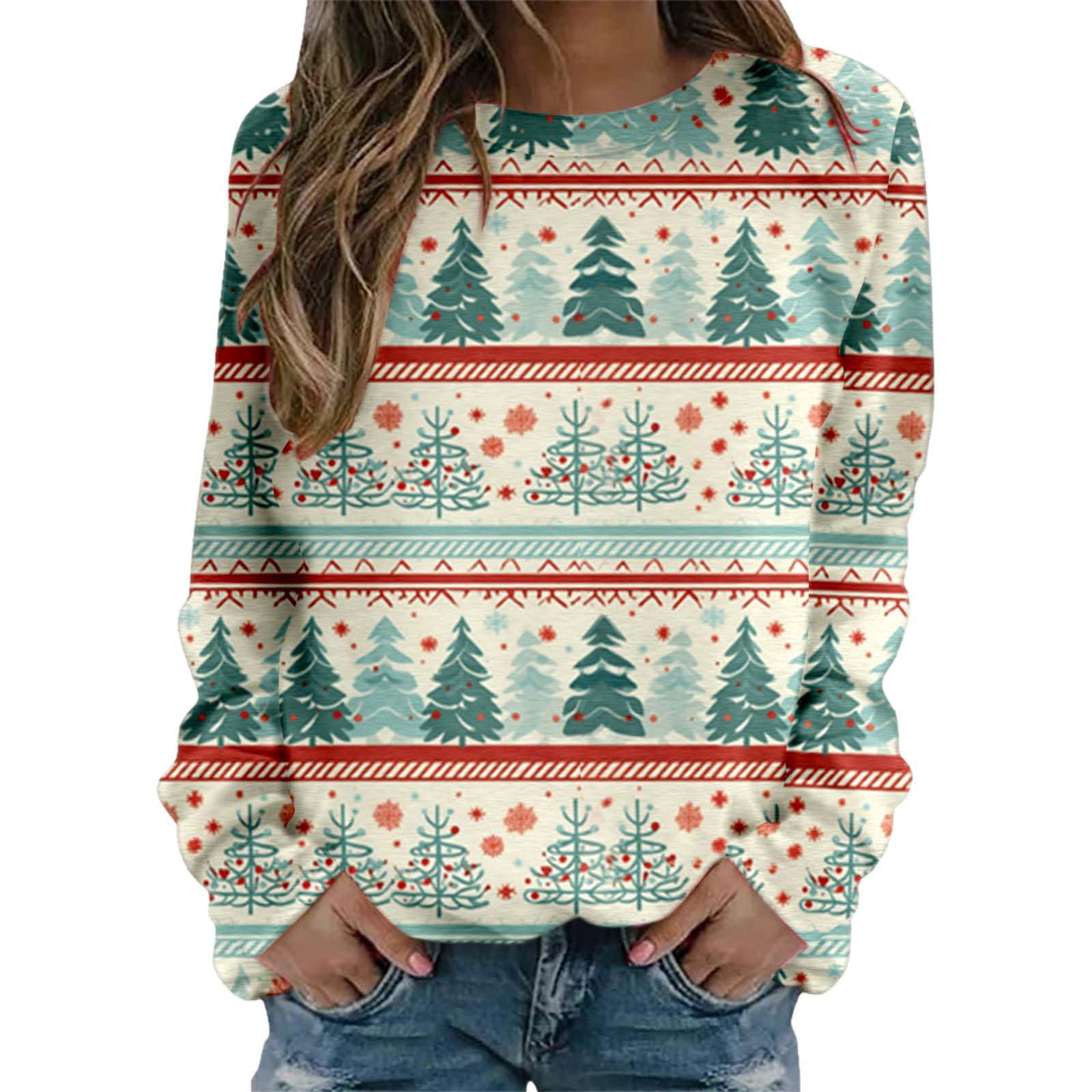 JMEDIC 80s Sweatshirts for Women Simple Round Neck Pullover Sweatshirt Printed Long Sleeve Hoodie Sweatshirt Distressed Sweatshirts plus Size Cotton Blend Sweatshirt Women Ladies Fancy Sweatshirt