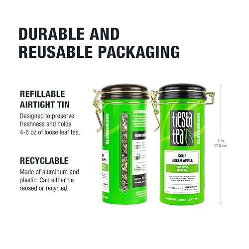 Vista 135 de Tiesta Tea - Máquina verde magra, hoja suelta, té verde cítrico claro, mezcla de hojas sueltas de primera calidad, cafeína media, prepara hasta 50