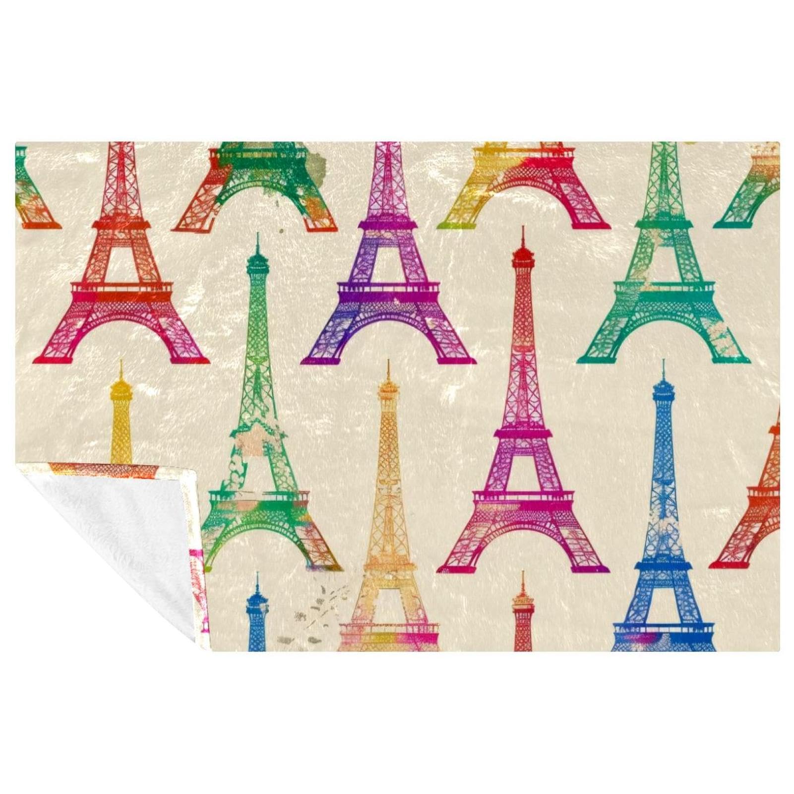 Couverture colorée Paris Tour Eiffel, jeté de lit doux pour des soirées cocooning