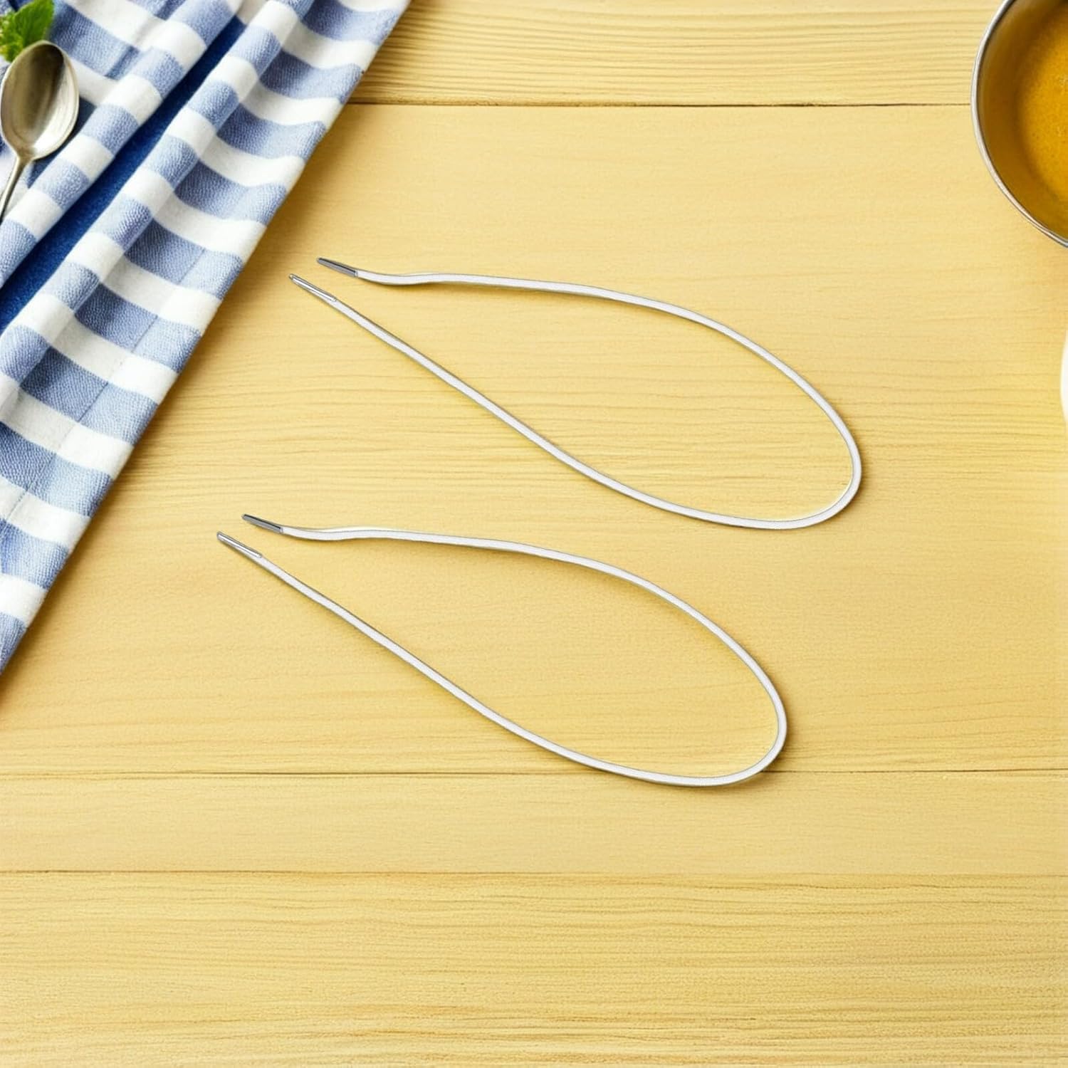50pcs White Elastic Barbed Cords with Metal Ends 2mm Stretch Loop Strings for Mask Making, DIY Crafts, Sewing, and Hanging Tags, 40cm Elastic String for Face Mask Straps