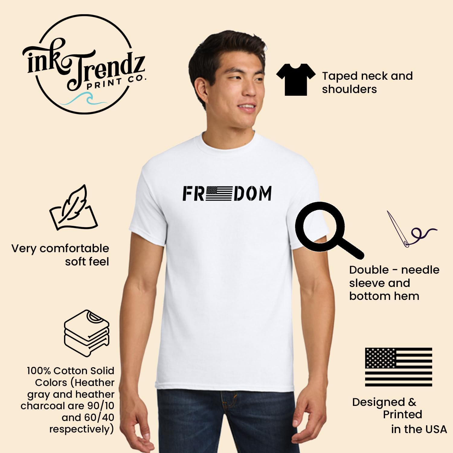 Freedom Patriotic T-Shirt American Flag Unisex Cotton T-Shirt | Short Sleeve | American Flag Tee - Image 4