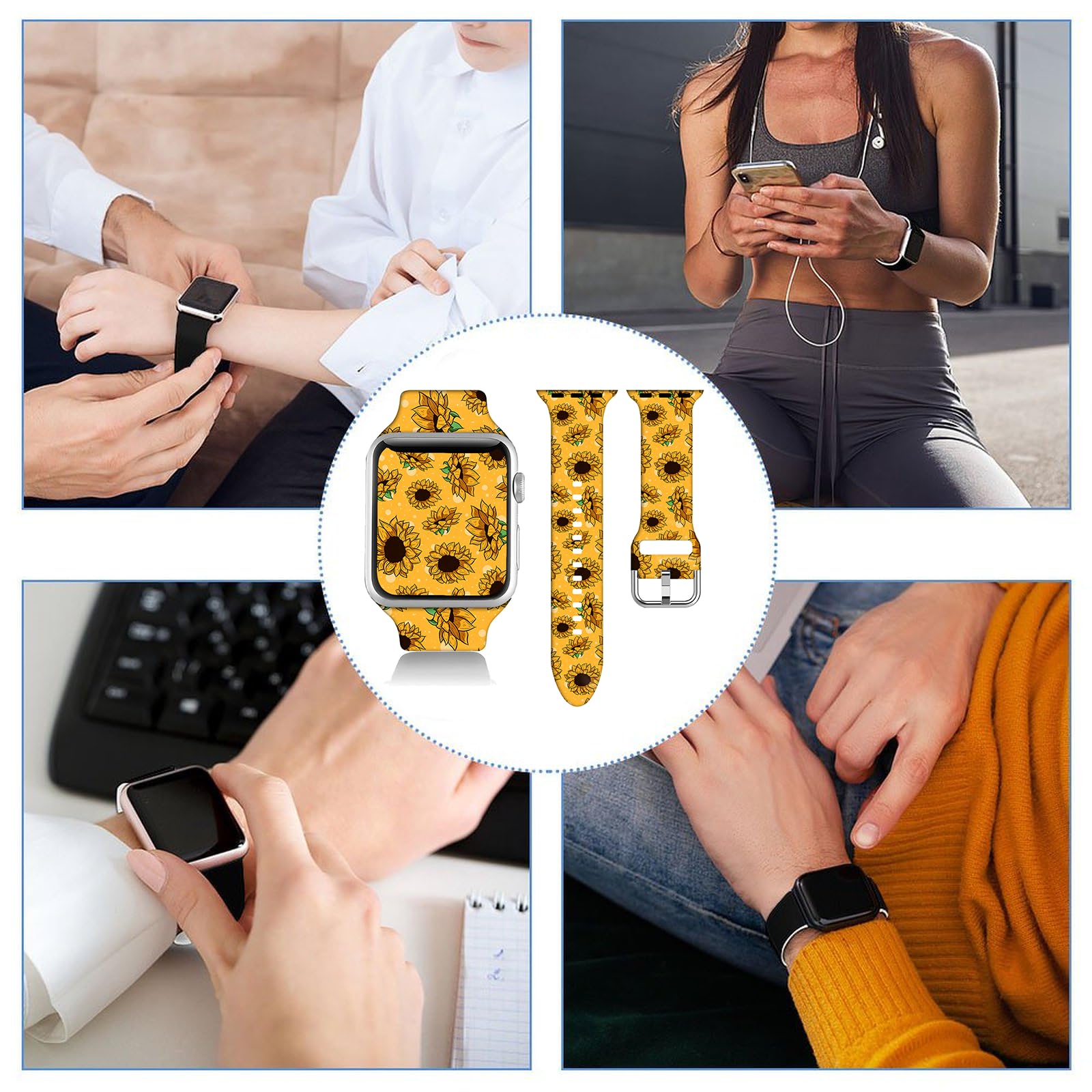 Compatible with Watch Bands for Women Men 38/40/41/42/44/45/46/49mm, Silicone Sport Replacement Wristband Strap for IWatch Series 11 10 9 Ultra 8 7 6 5 4 3 2 1 SE. - 3
