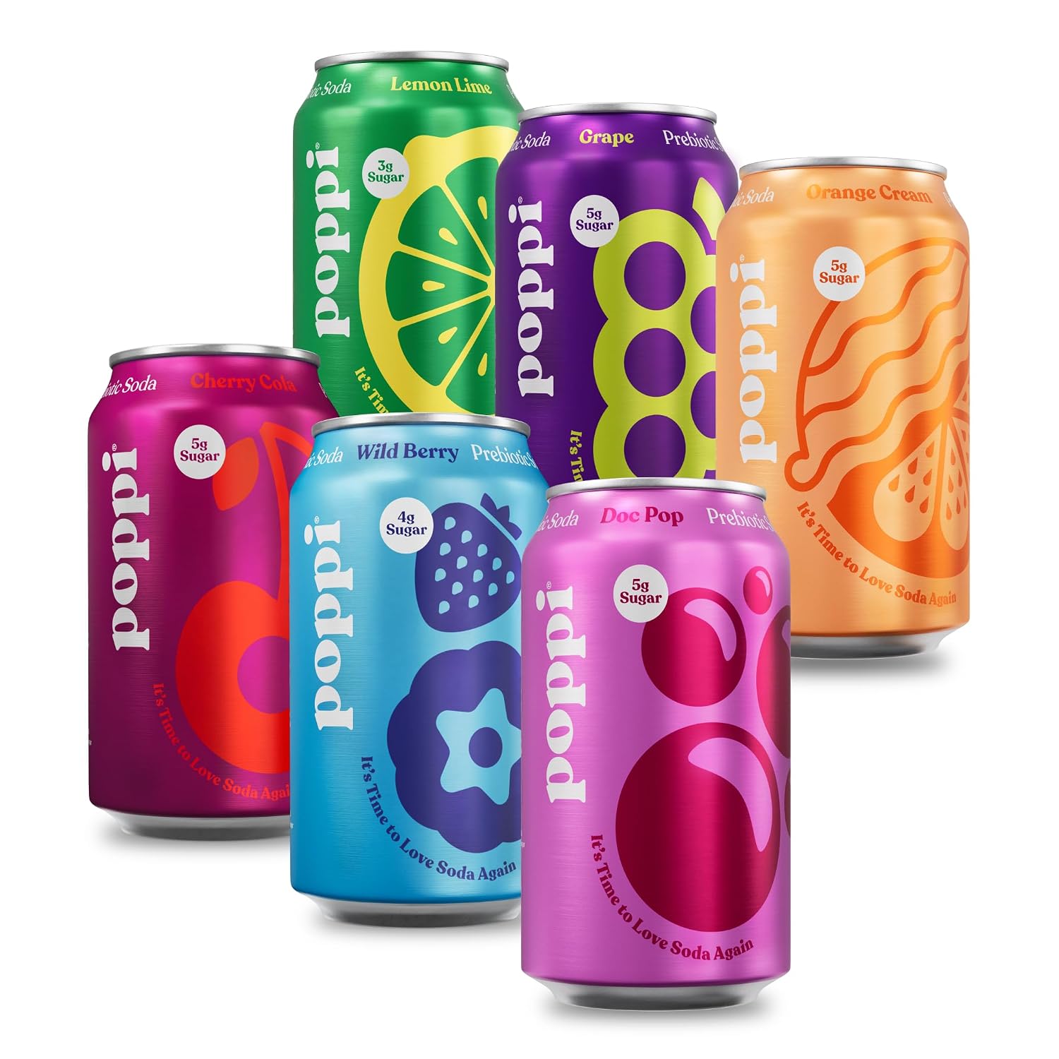 POPPI Sparkling Prebiotic Soda, Beverages wApple Cider Vinegar, Seltzer Water &amp; Fruit Juice, Fun Favorites, 12oz 12 Pack Packaging May Vary