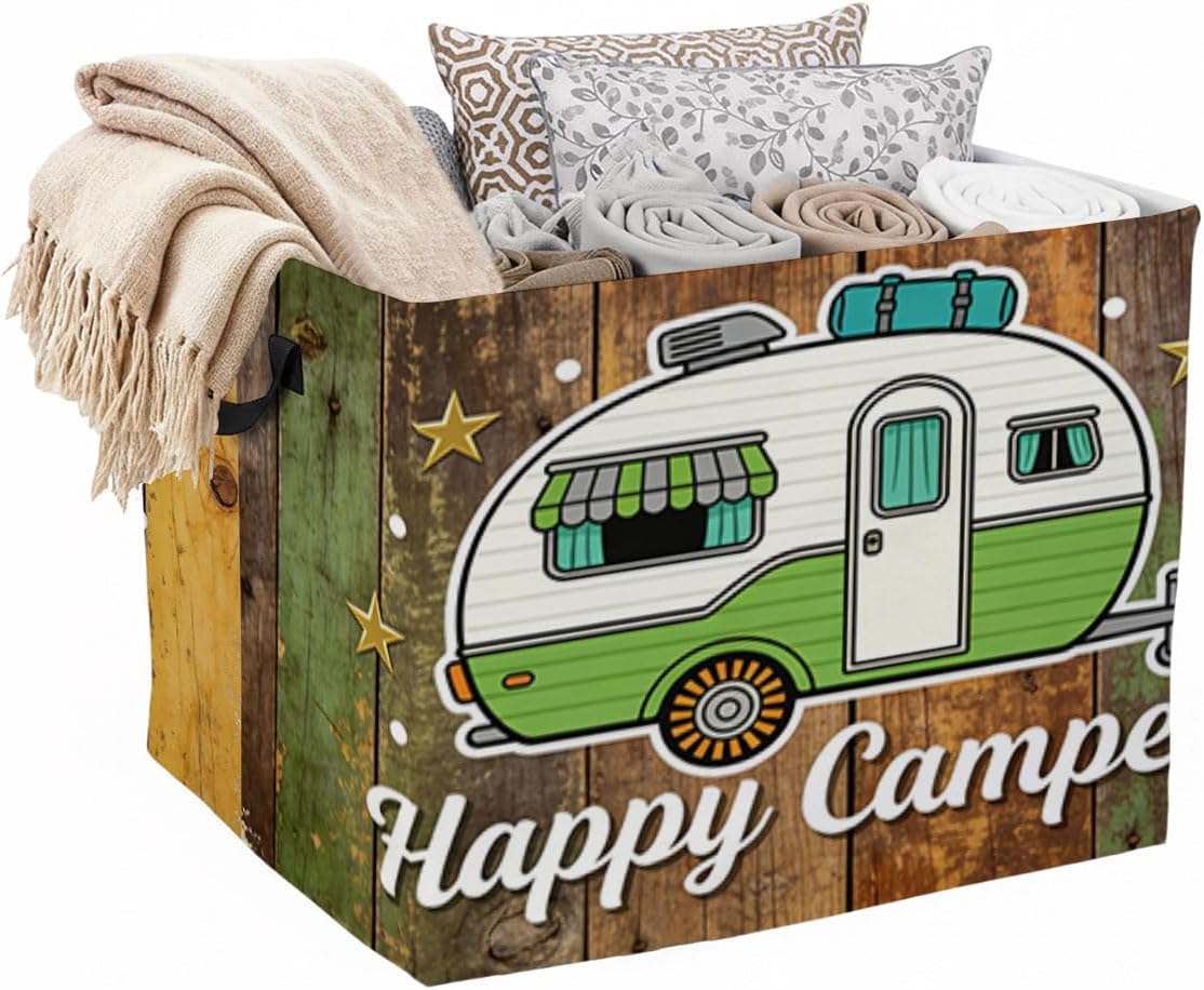 56L Camping Foldable Square Laundry Hamper with Handles – Large Clothes, Blanket & Toy Storage Basket for Home Organization.