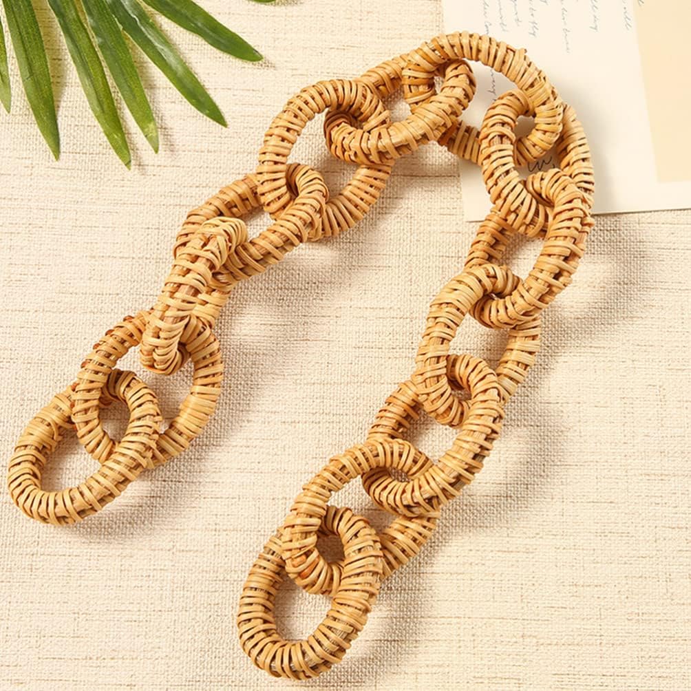 Milisten Rattan Woven Chain Link 16.92 Inch Rustic Decorative Ring for Wall Hanging and Table Decor Natural Wicker Home Accent - Image 3