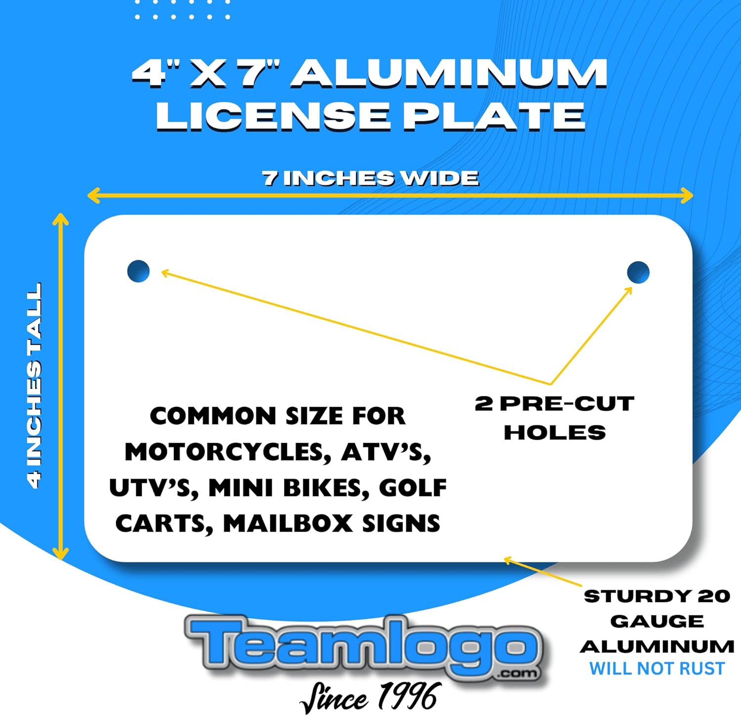 TEAMLOGO - Custom Aluminum Name Plate – Personalized Sign for Golf Carts, ATVs, Mini Bikes – Decorative Metal Plate (Ver. 2, 4" x 7") – USA-Made Gift