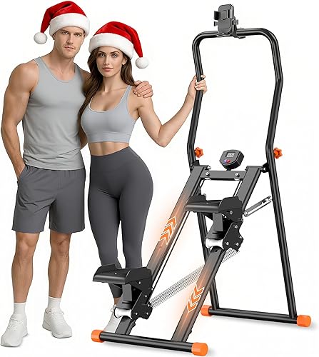 EPHESPORT Escalera para gimnasio en casa, máquina escaladora 2.0 con resistencia ajustable de 3 niveles, pedales antideslizantes, monitor digital y