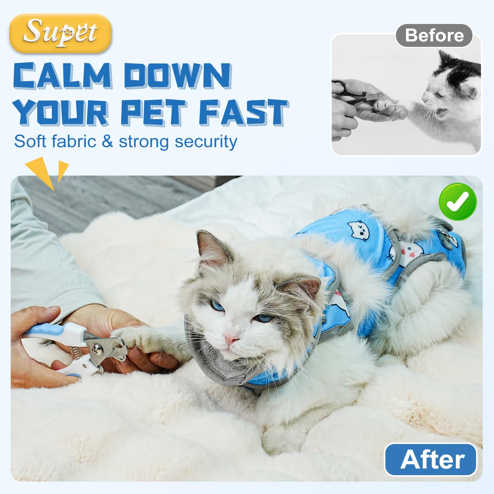 Snapklik.com : Cat Grooming Hammock, Self-Adherent Cat Wrap For Cutting ...