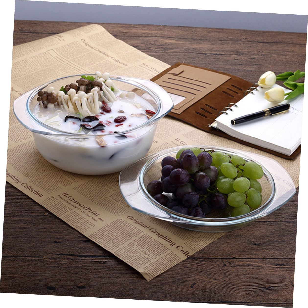 TOYANDONA Hitzebeständiger Glas topf mit Deckel Mikrowellengeeignet Lebensmittelecht Spülmaschinenfest Ofenfest für Suppe und Aufläufe Robustes Hitzebeständiges Glasgeschirr