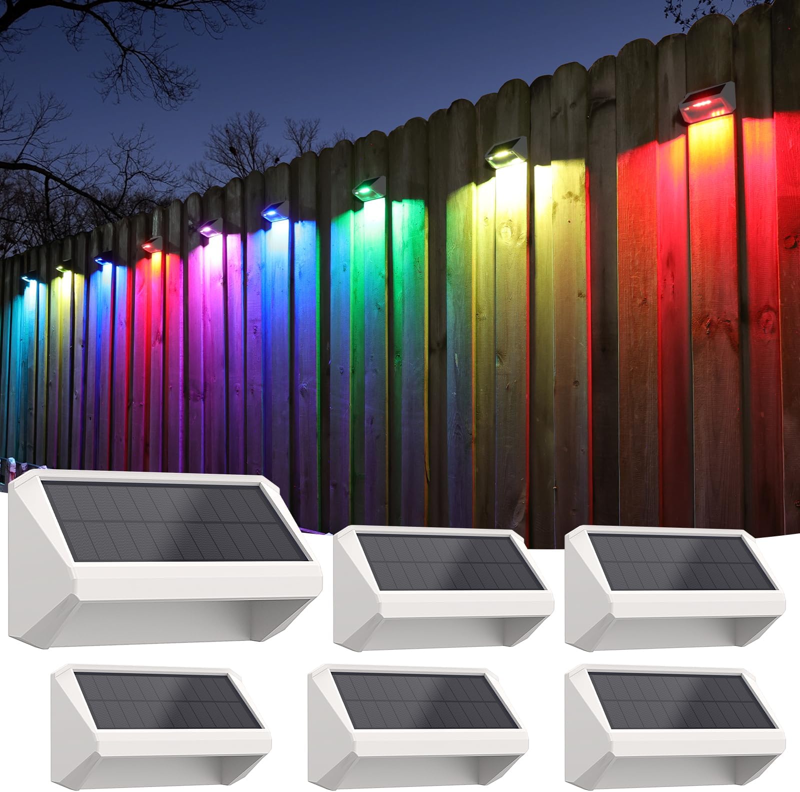 4-Pack Outdoor Solar Wall Lights - 10 Color Changing LED Spotlights, IP44 Waterproof, For Garden & Patio