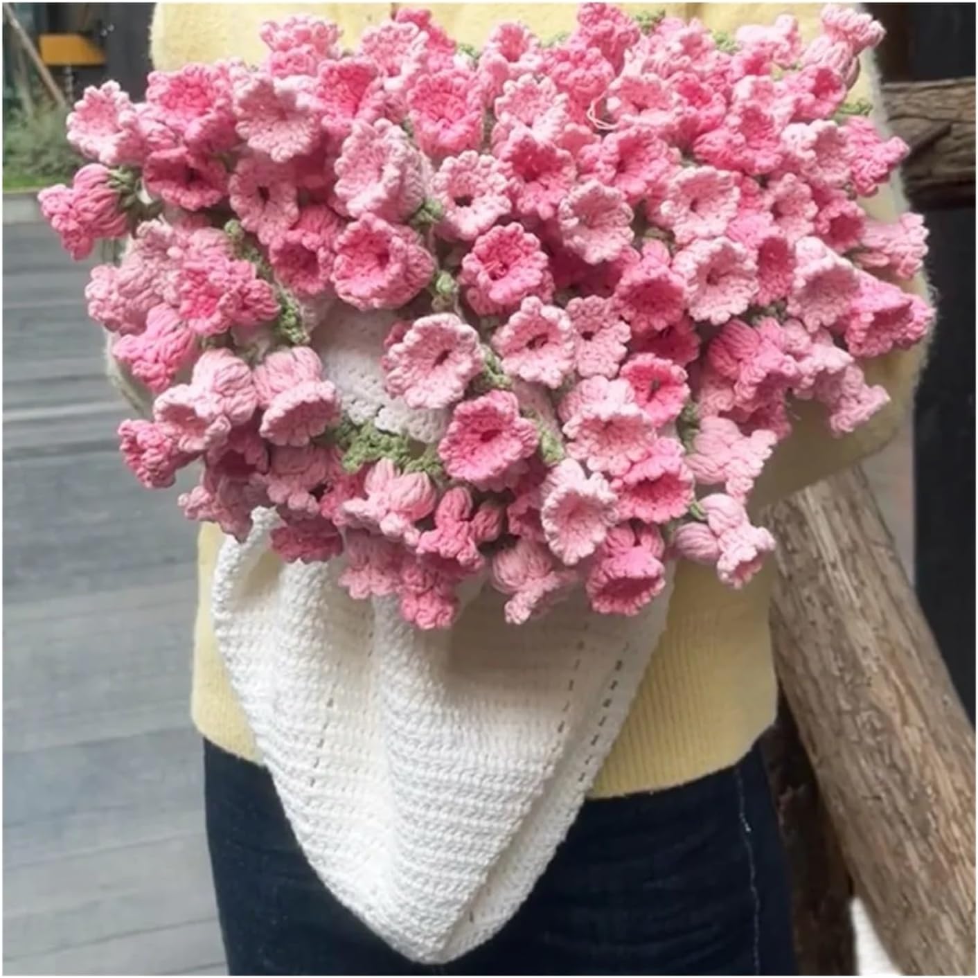 Crochet Flowers Bouquet Blanket Gifts Crochet Rose Bouquet Blanket Fashion Sunflower Carnation Artificial Knitted Finished Craft Flower(Style 2)