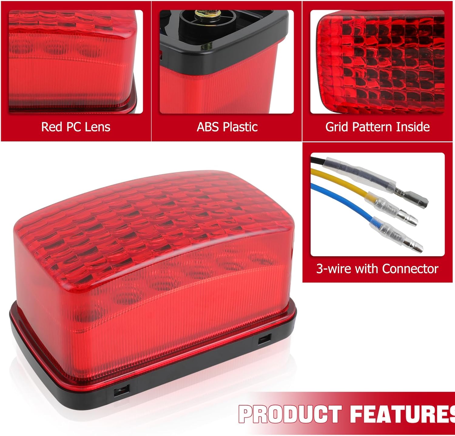 DREAMIZER ATV Tail Light LED Rear Tail Lights Red Lens Taillight Running Brake Lights Compatible with Yamaha Grizzly 700 550 660 450 Bear Tracker Big Bear Kodiak 700 Rhino Viking Bruin Wolverin