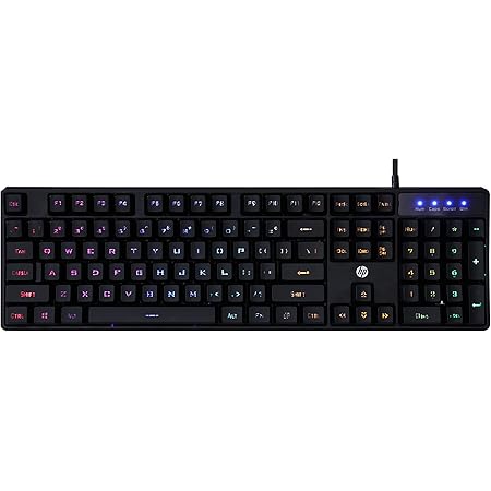 HP K300 Backlit Membrane Wired Gaming Keyboard with Mixed Color Lighting, 4 LED Indicators, Matte Finish Double Injection Key Caps and Windows Lock Key / 3 Years Warranty(4QM95AA)