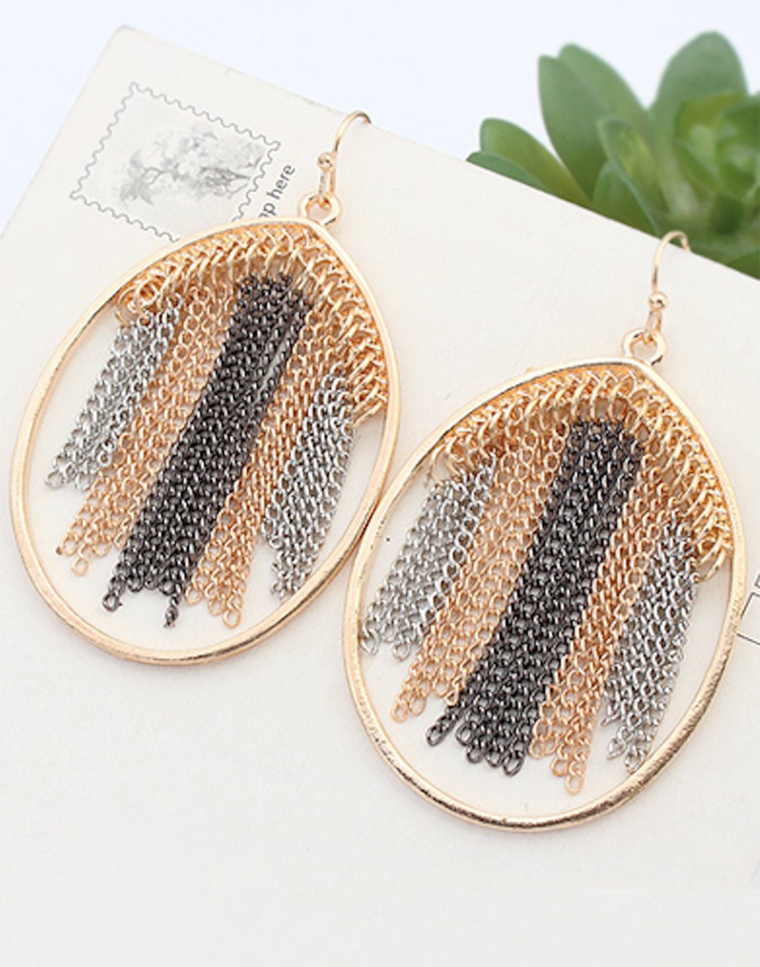 Geometric Dangling Earrings Orange