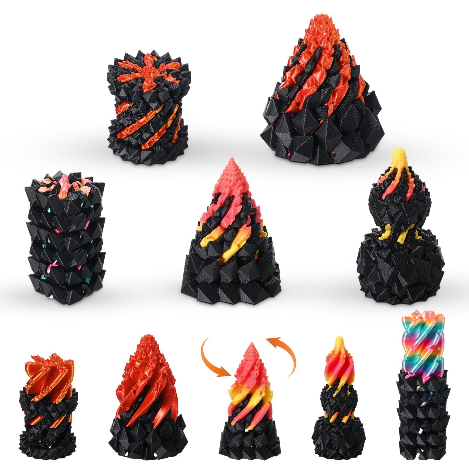 GSrenyu 5 Pcs 3D Printed Spiral Cone Fidget Toy, Colorful Impossible Pyramid Passthrough Sculpture, Fun Anxiety Stress Relief Toy for Kids and Adults Home Office Decoration and Gifts, Red