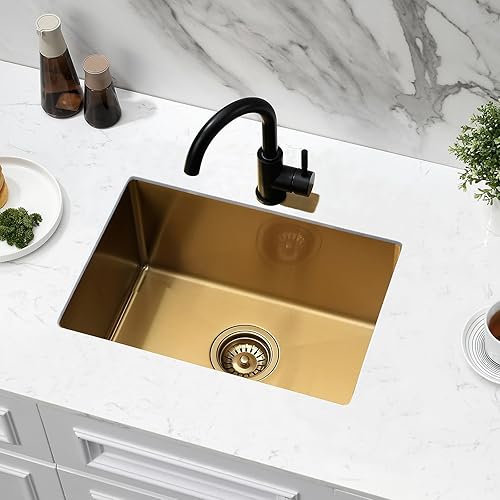 Miniatura 22 de Fregadero de cocina de 22 pulgadas para montaje inferior, fregadero de acero inoxidable de 22 x 16 pulgadas, calibre 18, hecho a mano, 8 pulgadas