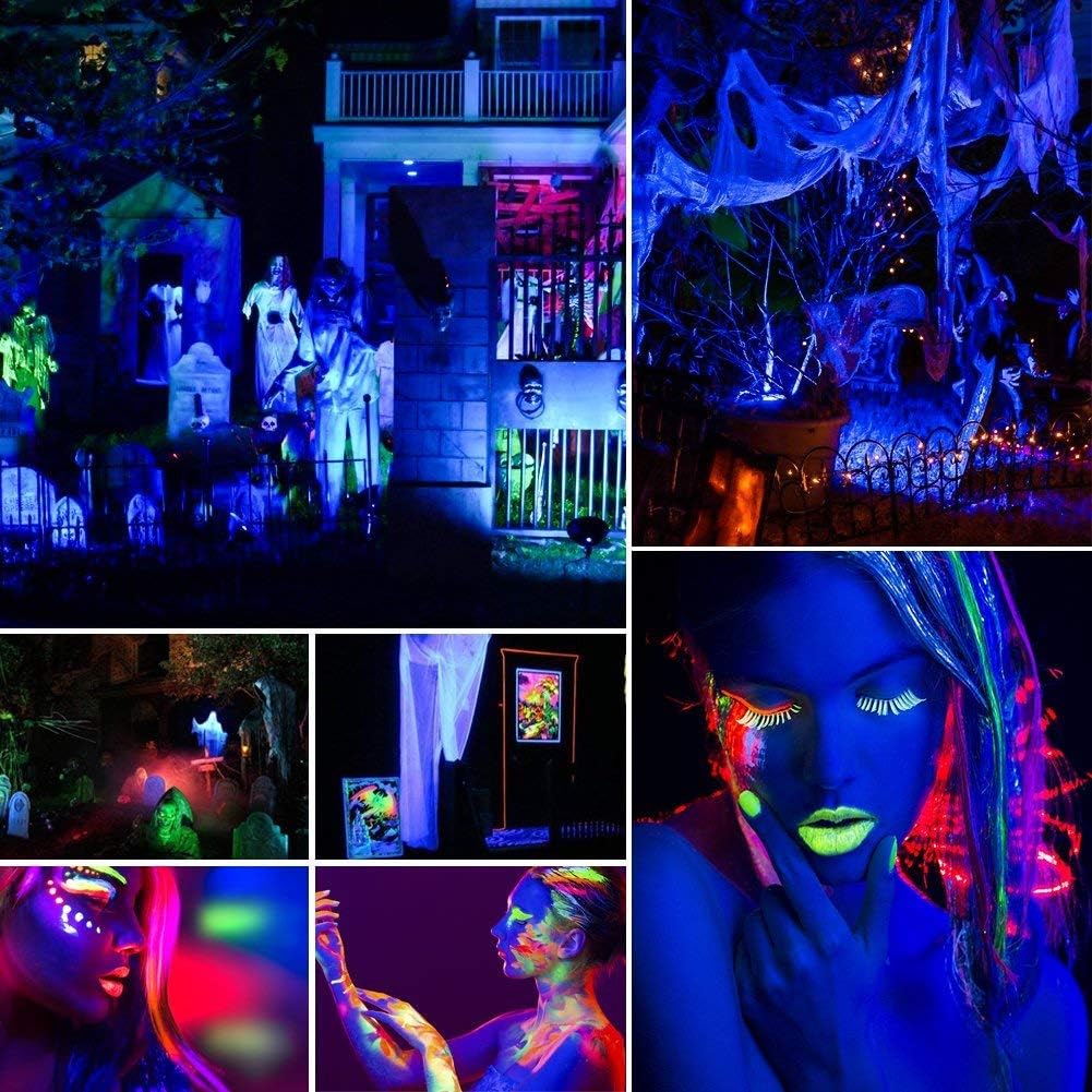 4 pezzi luce UV nera, faretto a luce nera DMX512 con telecomando per discoteca DJ party club KTV matrimonio Halloween bagliore fluorescente