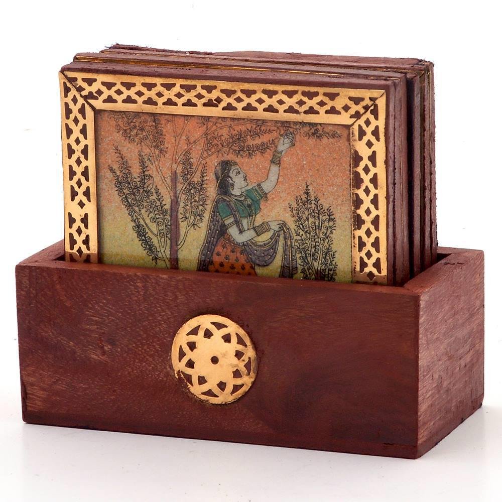 Gemstone Painting Tea Coaster (Brown,HCF112)