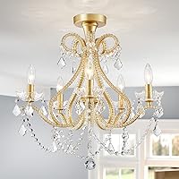 Vista 29 de WUZUPS Candelabro de cristal colgante de 5 luces, lámpara de techo moderna para dormitorio, pasillo, bar, cocina, baño, 22.6 pulgadas de alto x 19.2