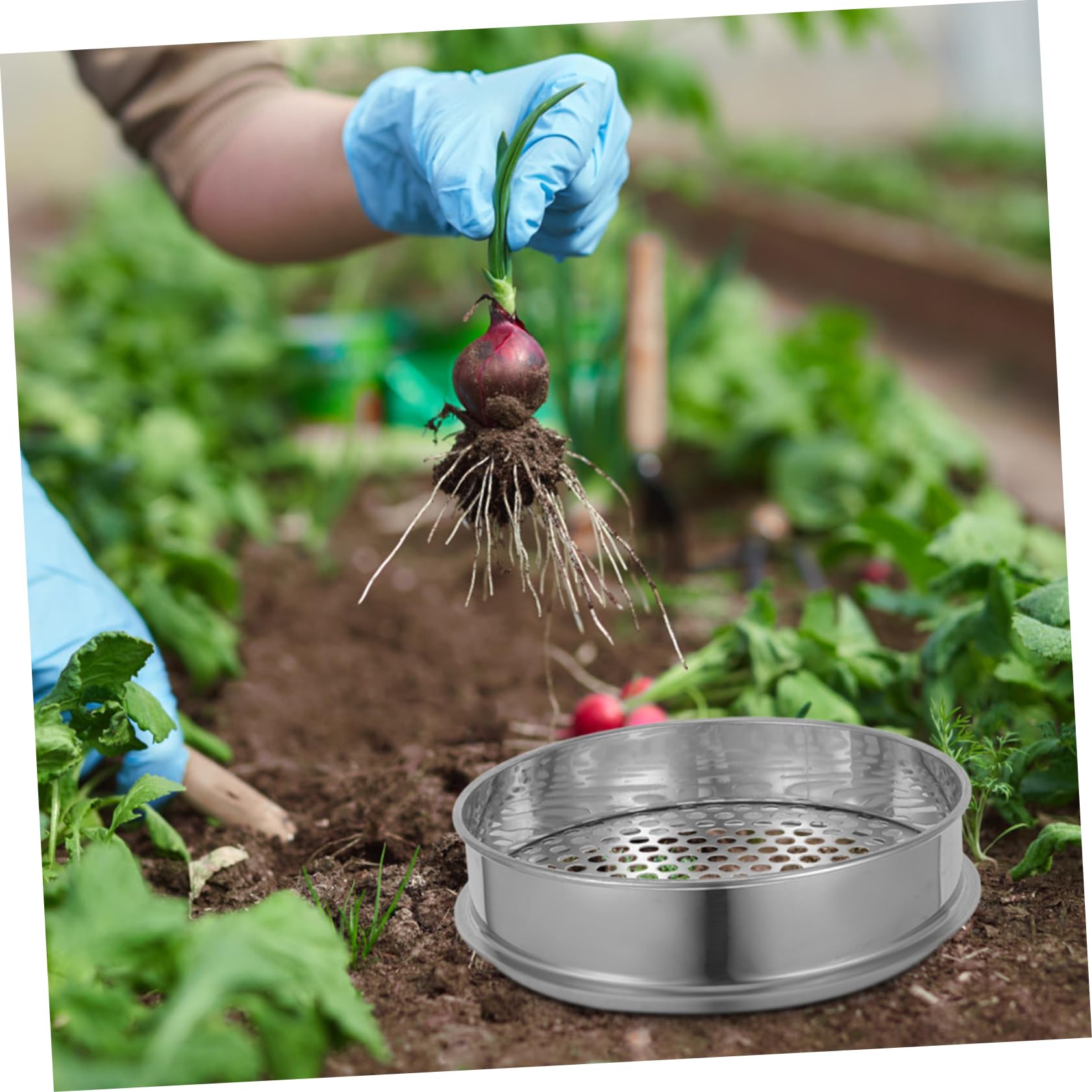 BESTonZON 2 Stück Gartensieb Rundsieb für Erde und Gartenarbeit Praktischer Schaufelsieb für Bonsai und Pflanzer zum Filtern von und Schmutz