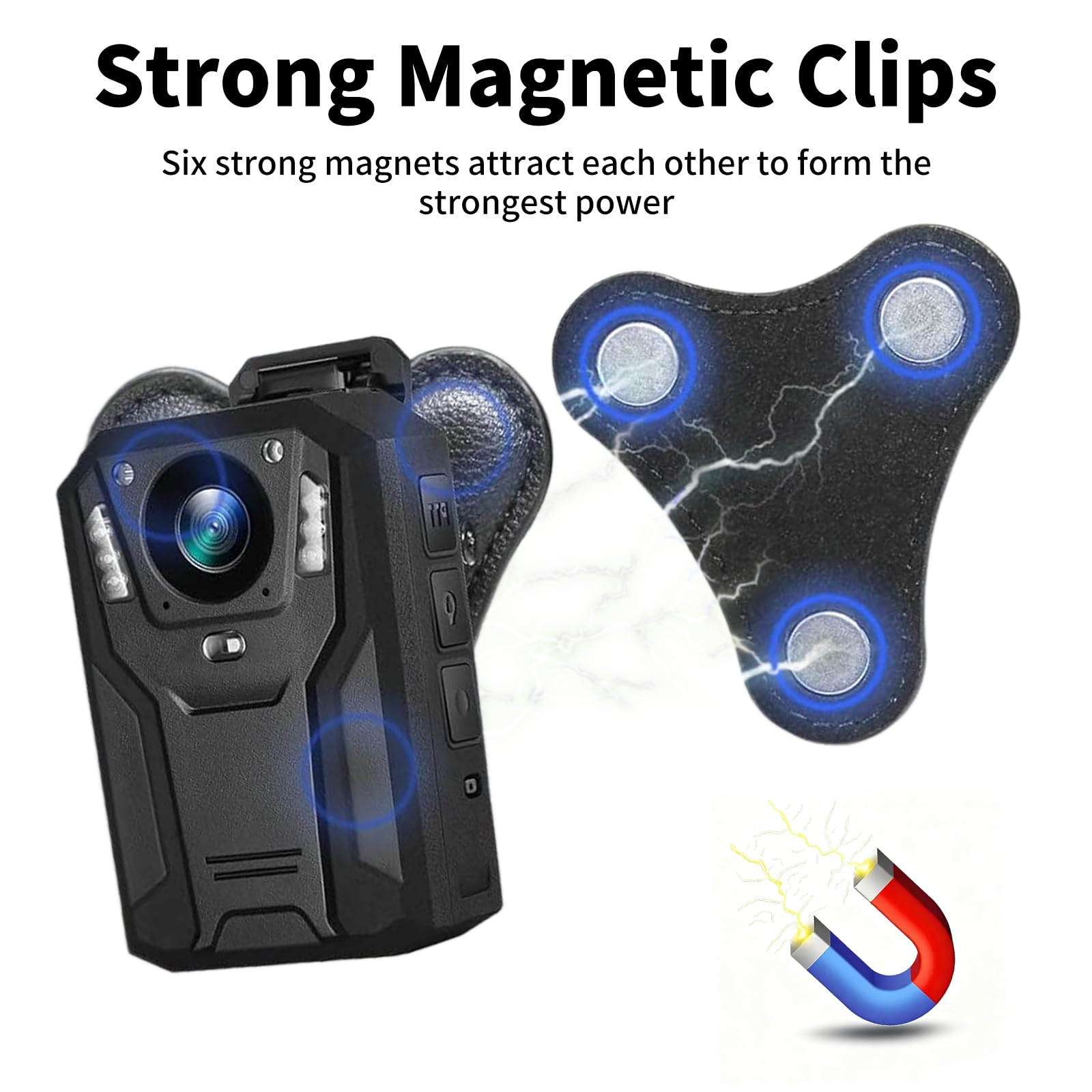 Wjelet Body Camera Mount, Universal Body Camera Magnetic Mount With Strong Suction Back Clip And Adjustable Angle - Image 4