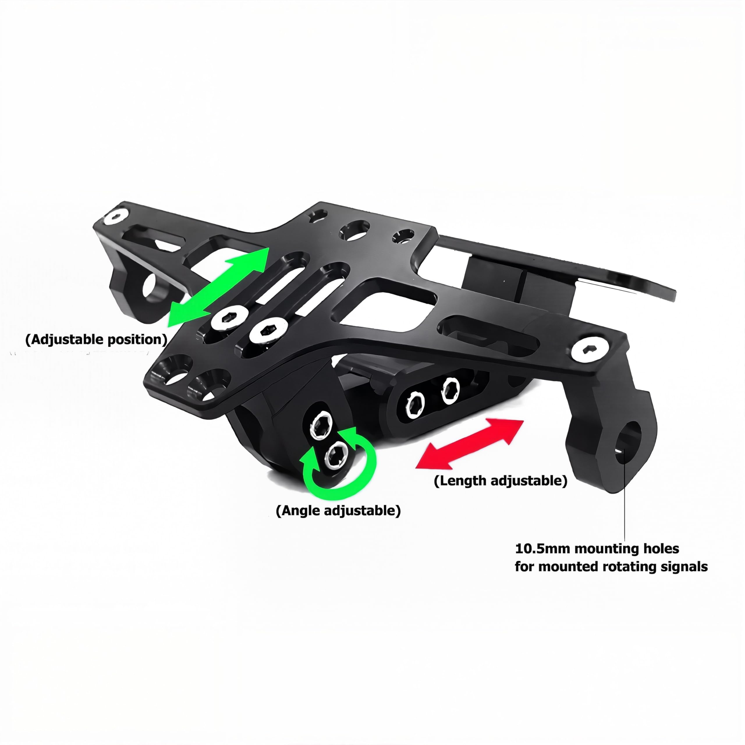 Support de Plaque d'immatriculation pour Motos avec éclairage LED Rotatif à Gauche et à Droite. Support de Plaque d'immatriculation réglable en Aluminium pour la Plupart des modèles de Moto (Noir)