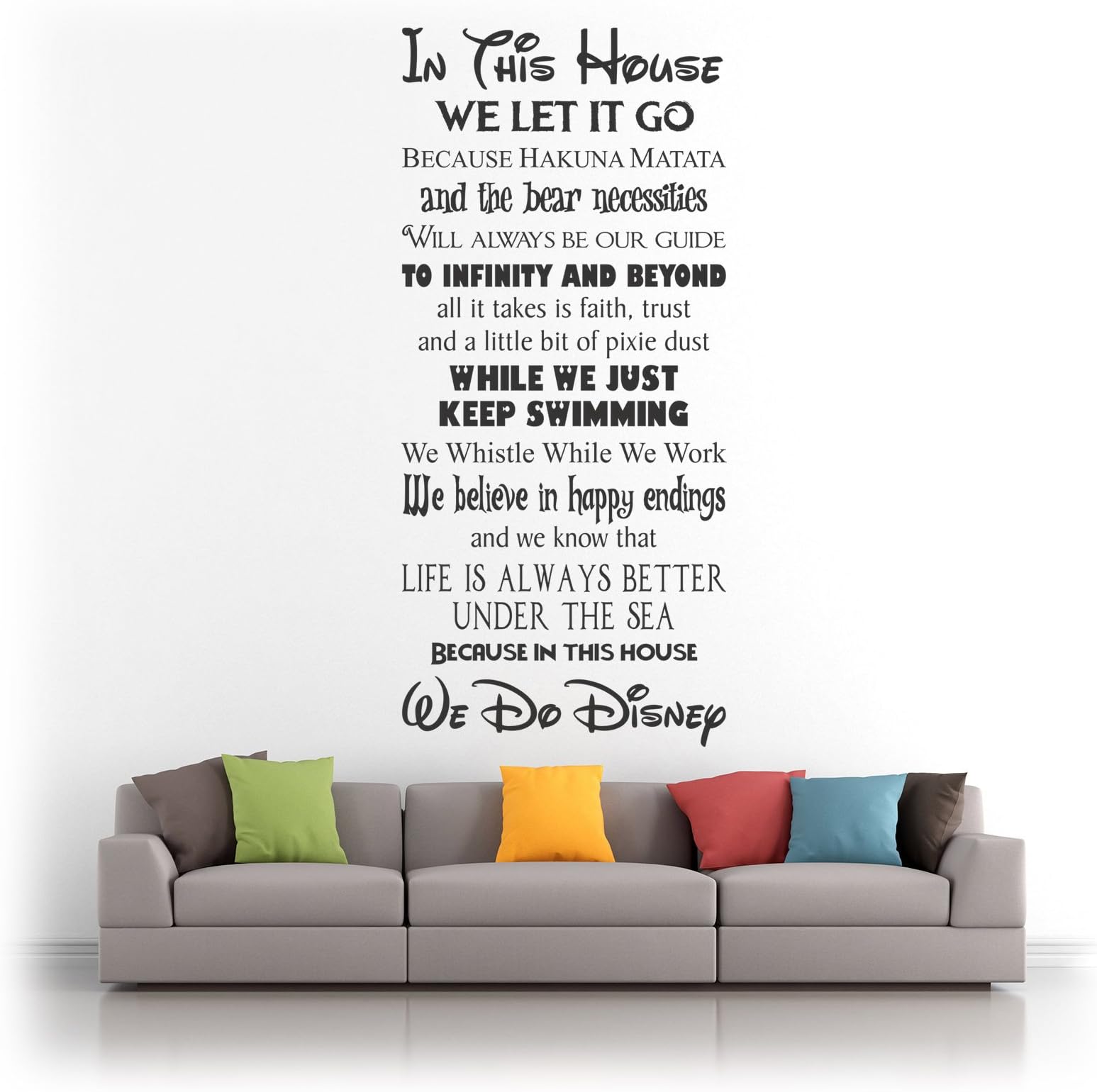 Cheeky Genie In This House We Do Disney Style Quote Rules Vinyl Wall Art Sticker Mural - Large