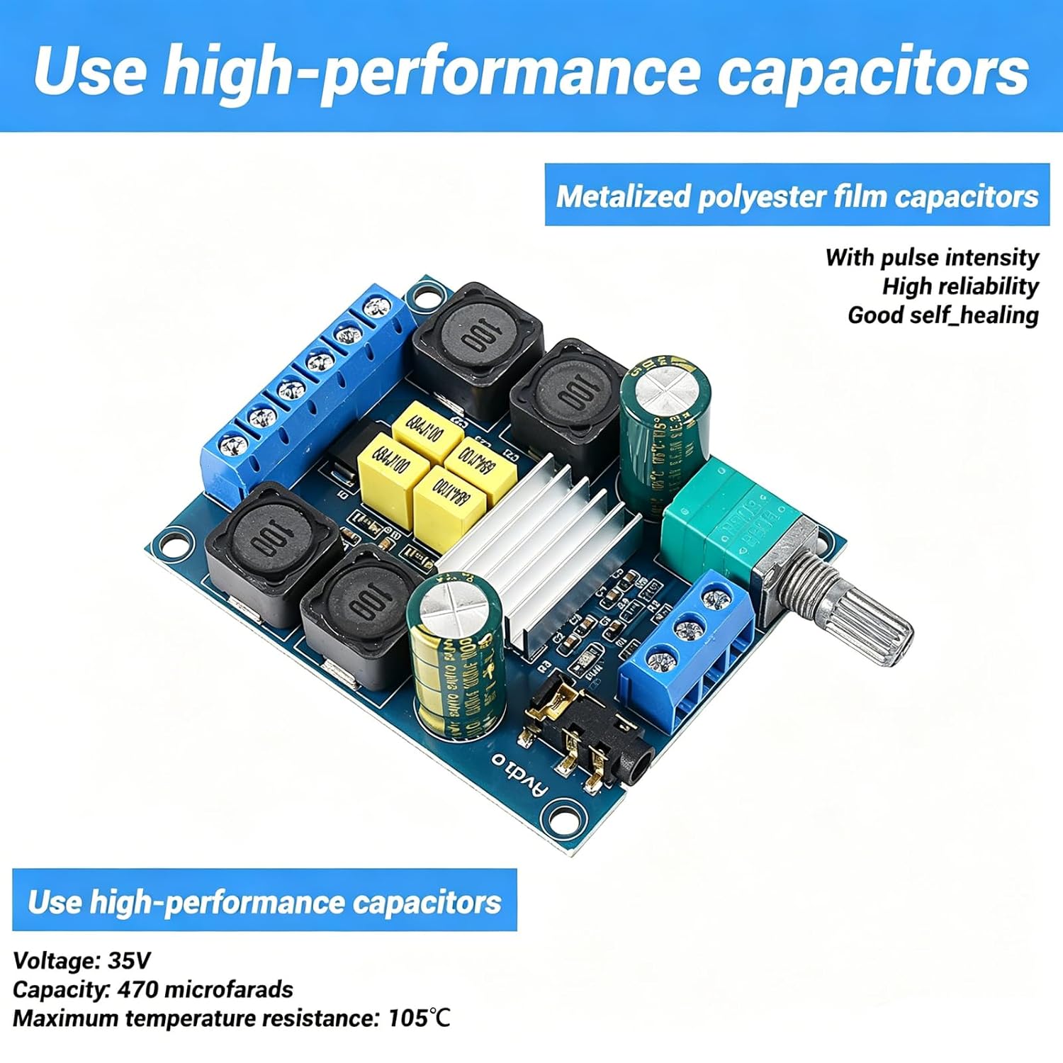 2Pcs TPA3116D2 Digital Amplifier Board, 2x50W Dual Channel Amp Board | Class D Audio Board, High Power Digital Stereo Power Amp Module, Subwoofer Amplifier DIY Board for Home Theater & Speakers