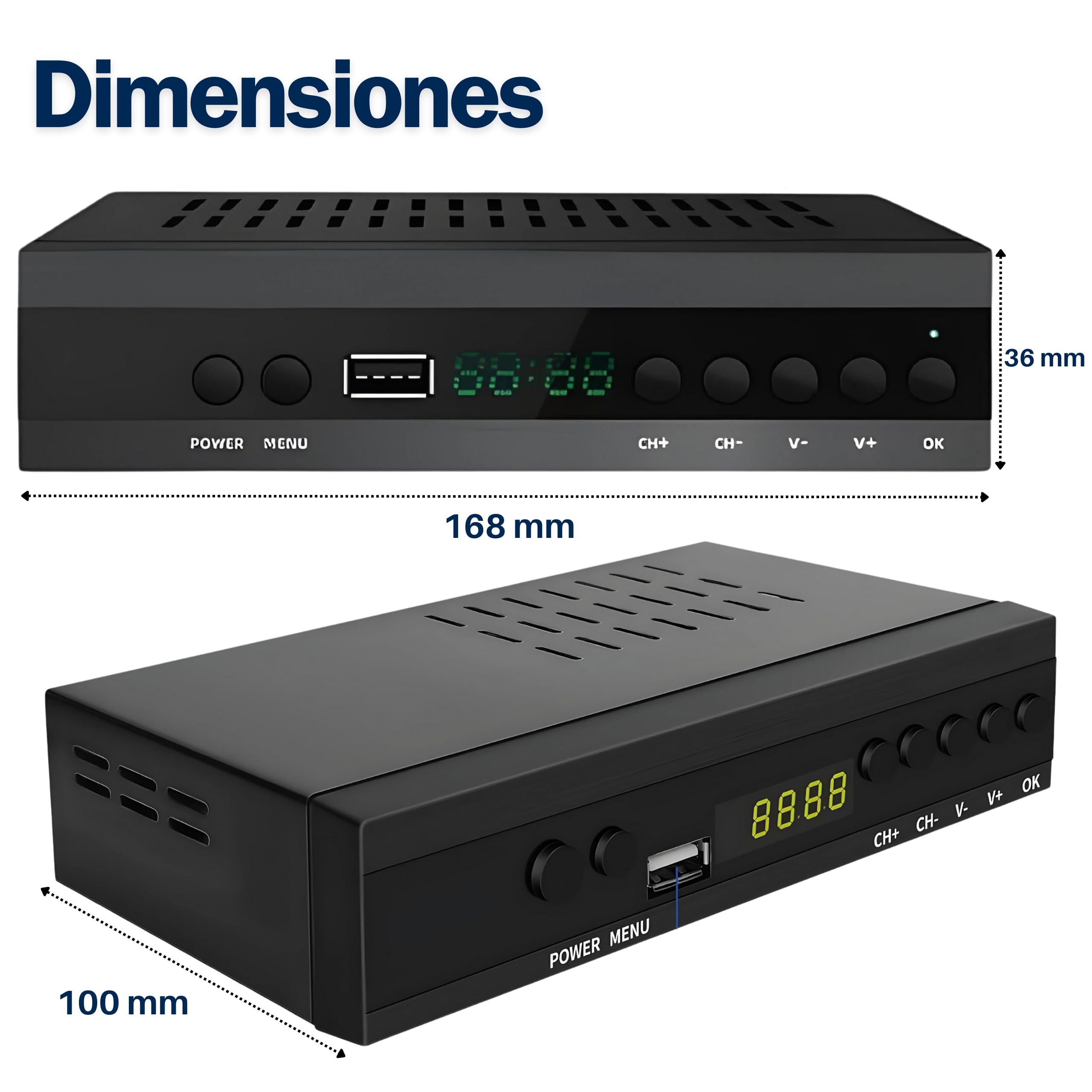 Decodificador TDT HD HDMI Euroconector DVB-T2 H.265 HEVC Para TV Antigua Con Sintonizador Integrado y Reproductor USB