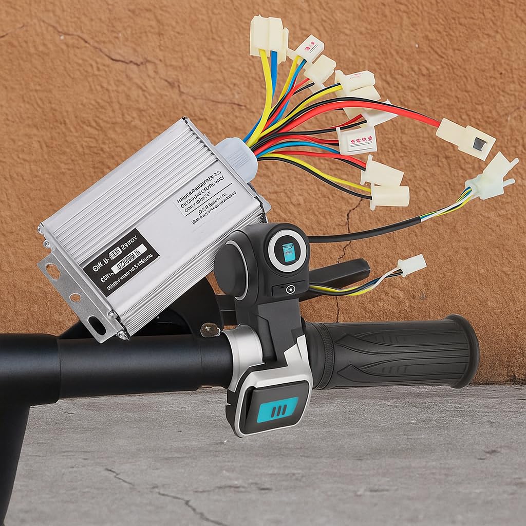 Contrôleur de brosse, 36V 1000W Contrôleur de moteur de brosse pour vélo électrique en alliage d'aluminium avec poignée de pouce multifonctionnelle Accessoires de vélo électrique pour le contrôle de l