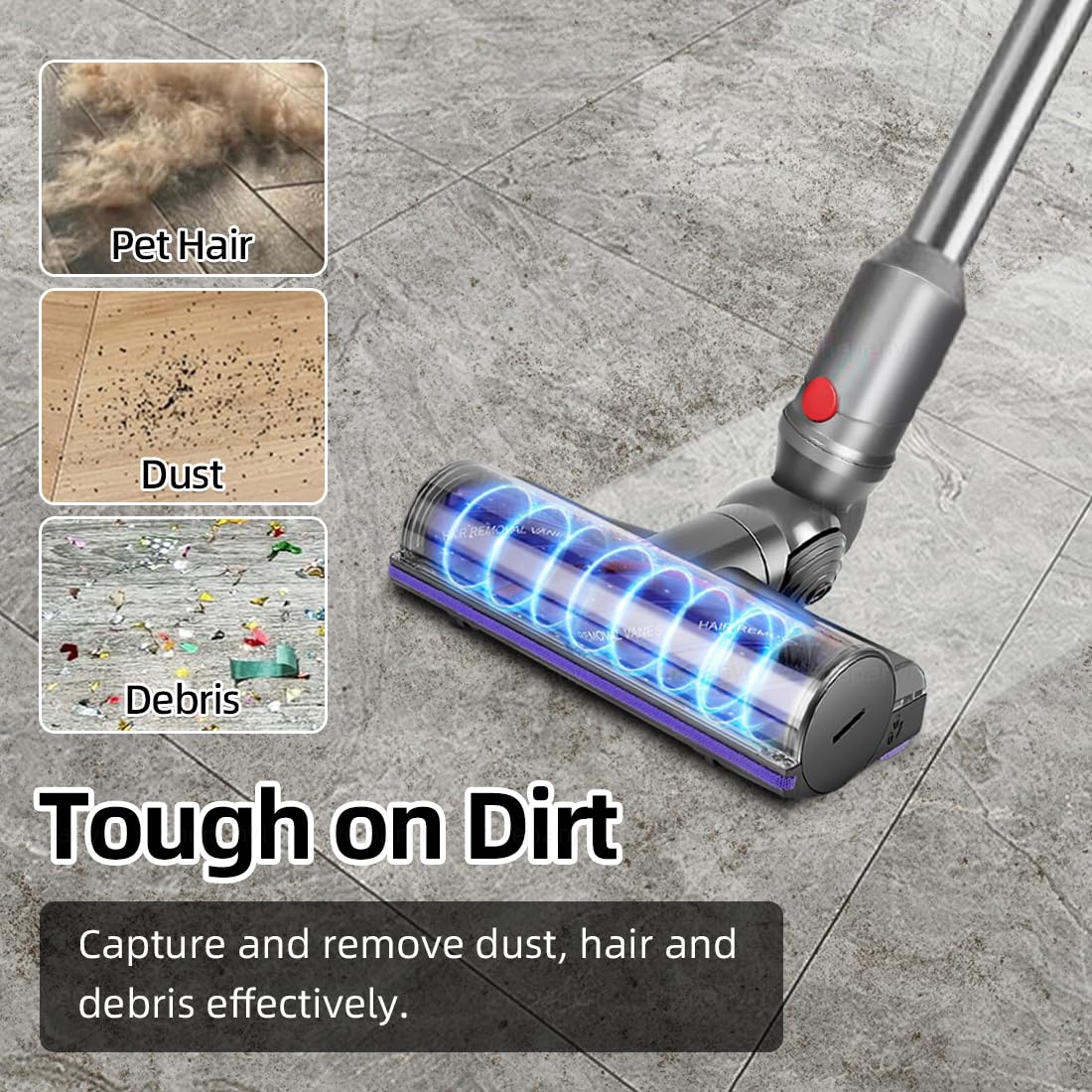 Accesorio Cepillo para Suelos Compatible para Dyson V12 Detect Slim, Antienredos Repuestos Cepillo aspiradora para una Limpieza Versátil, Apto para Suelos de Madera y Alfombras
