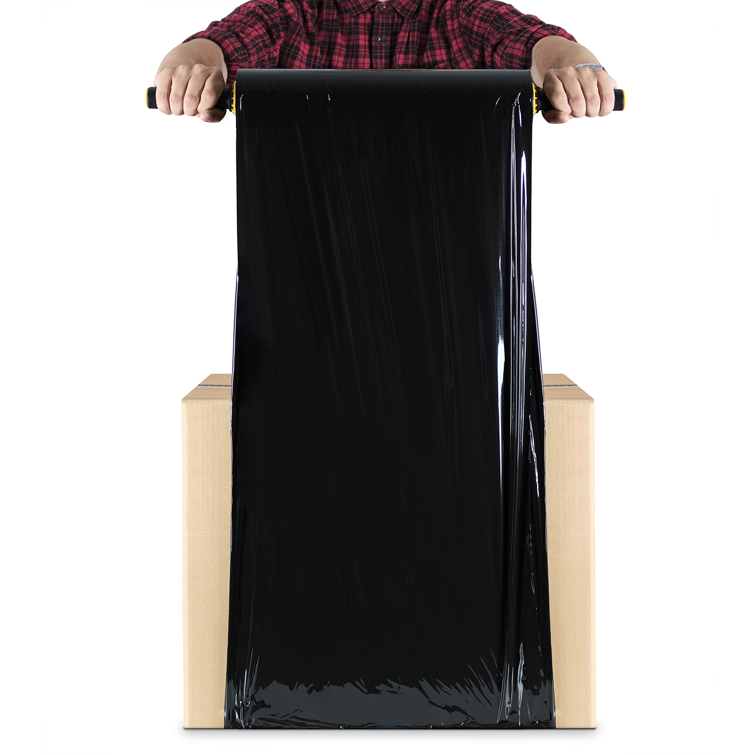 RAGO® Película de estiramiento negro 130 m 7,5 × 7,5 × 40 cm Película estirable Polietileno (PE) Película negra embalaje I rollo embalaje paquete paquete 130 m