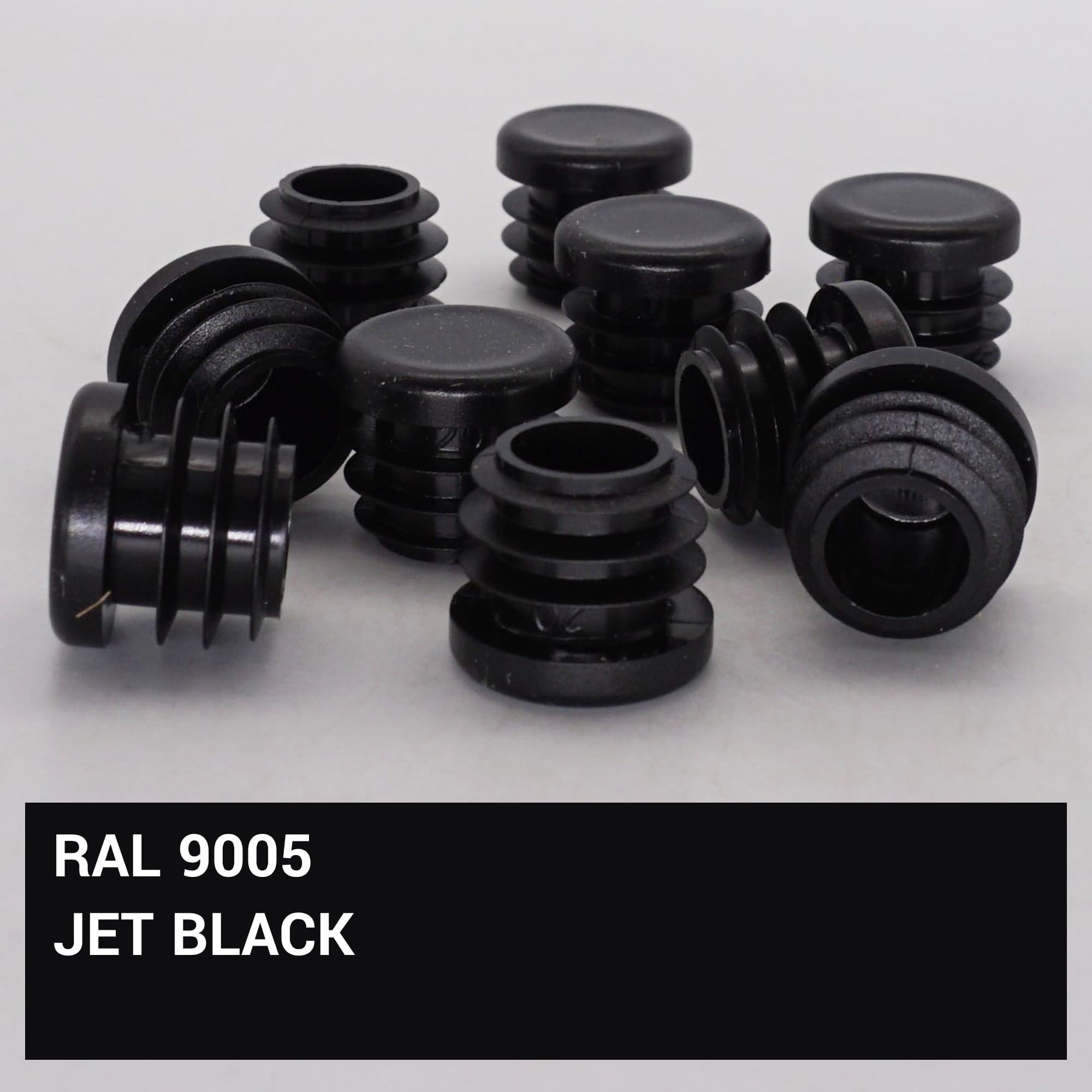 SKIR'CO (20 pcs) Round Tube Inserts 20 mm, Fence Post Plugs, Black Plastic Tube End Caps, Pipe Plugs, Black RAL 9005 - Image 3