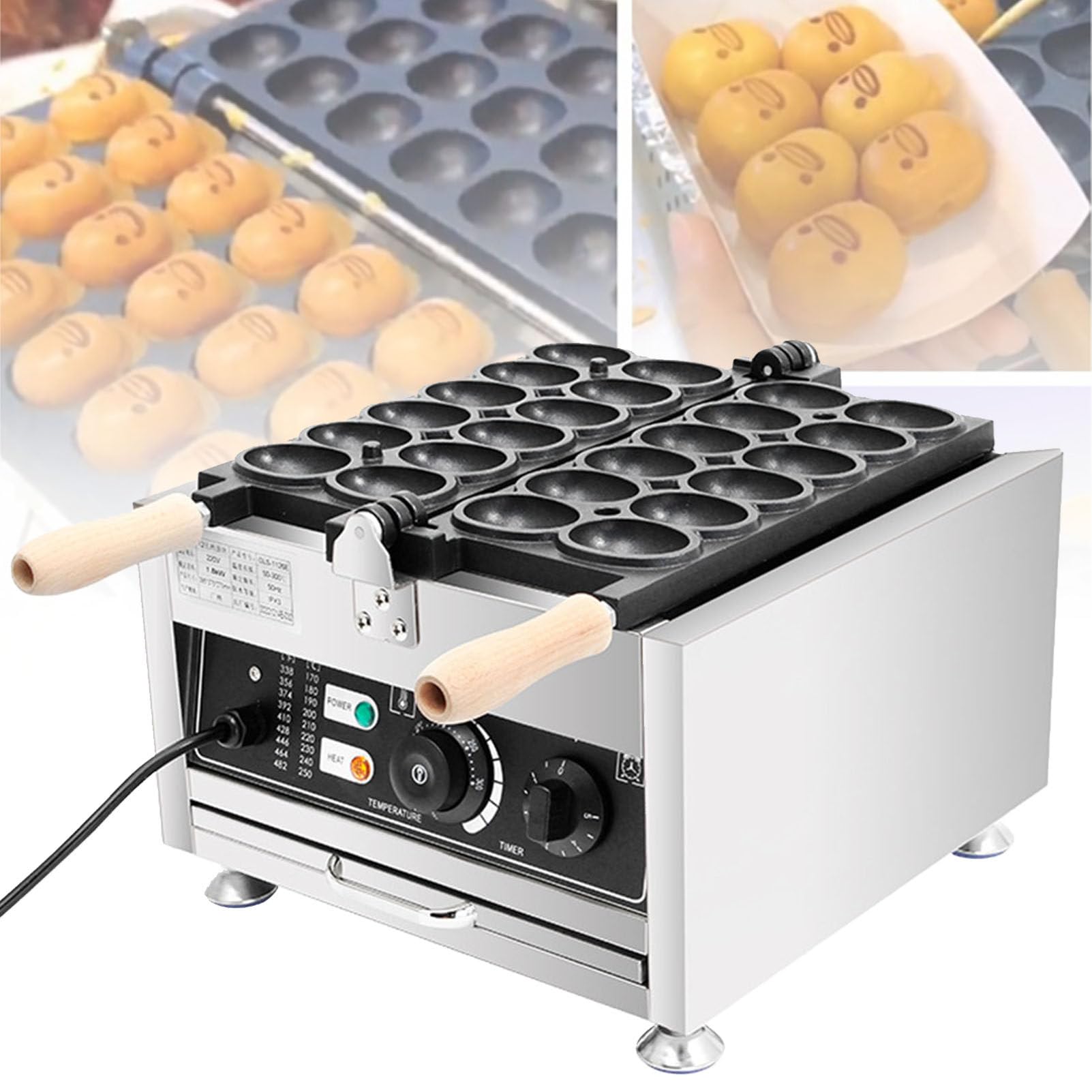 Macchina per Waffle a Forma di Uovo, Macchine per Waffle e Ferri con Rotazione a 180°, Attrezzatura da Cucina Commerciale per panetteria, Snack Bar, Ristorante