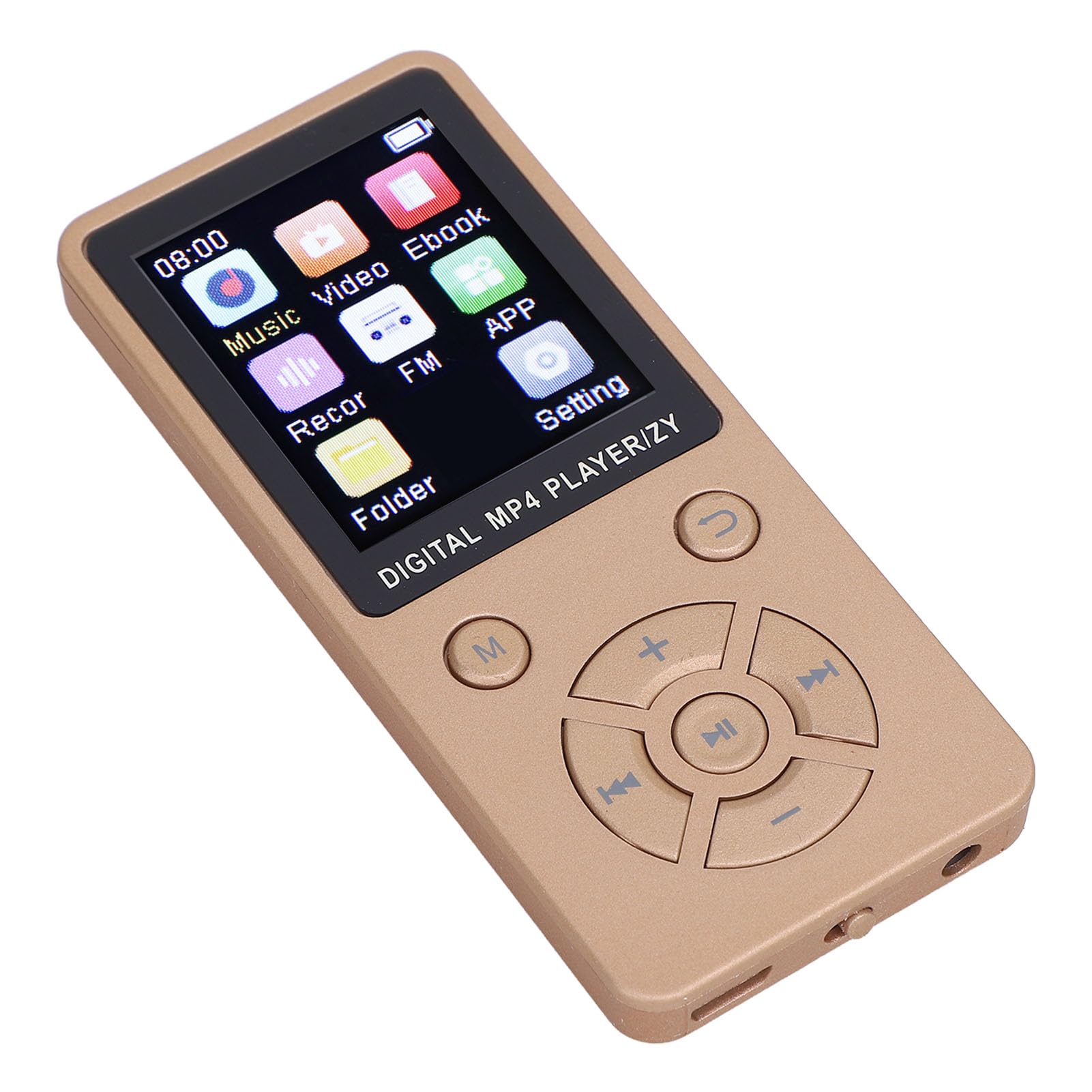 MP3 Player with Bluetooth 5.0, 1.8 inch Screen Portable Music Player with Speaker, 5 Hours Playback, HiFi Sound Shuffle MP3 Player for Running Jogging Cycling (Gold)