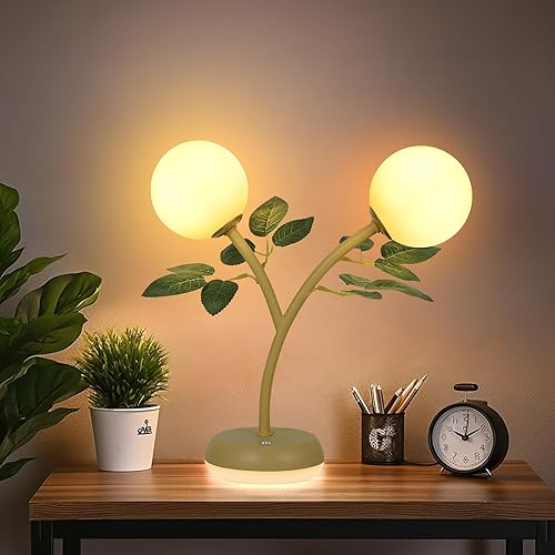 Miniatura 2 de Lámpara de mesa moderna de doble bola de luces de noche de color blanco cálido, recargable, lámpara moderna para mesita de noche para dormitorio de
