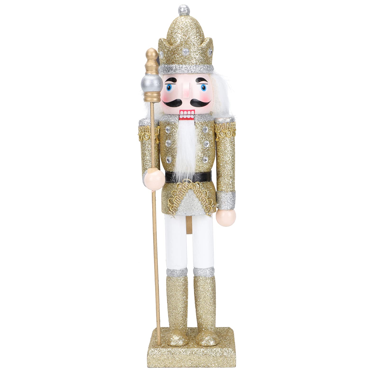 Amosfun Nutcracker Soldier Christmas Nutcracker Figure Wooden Nutcracker Figure Soldier for Christmas Party Home Outdoor Decoration (Golden)