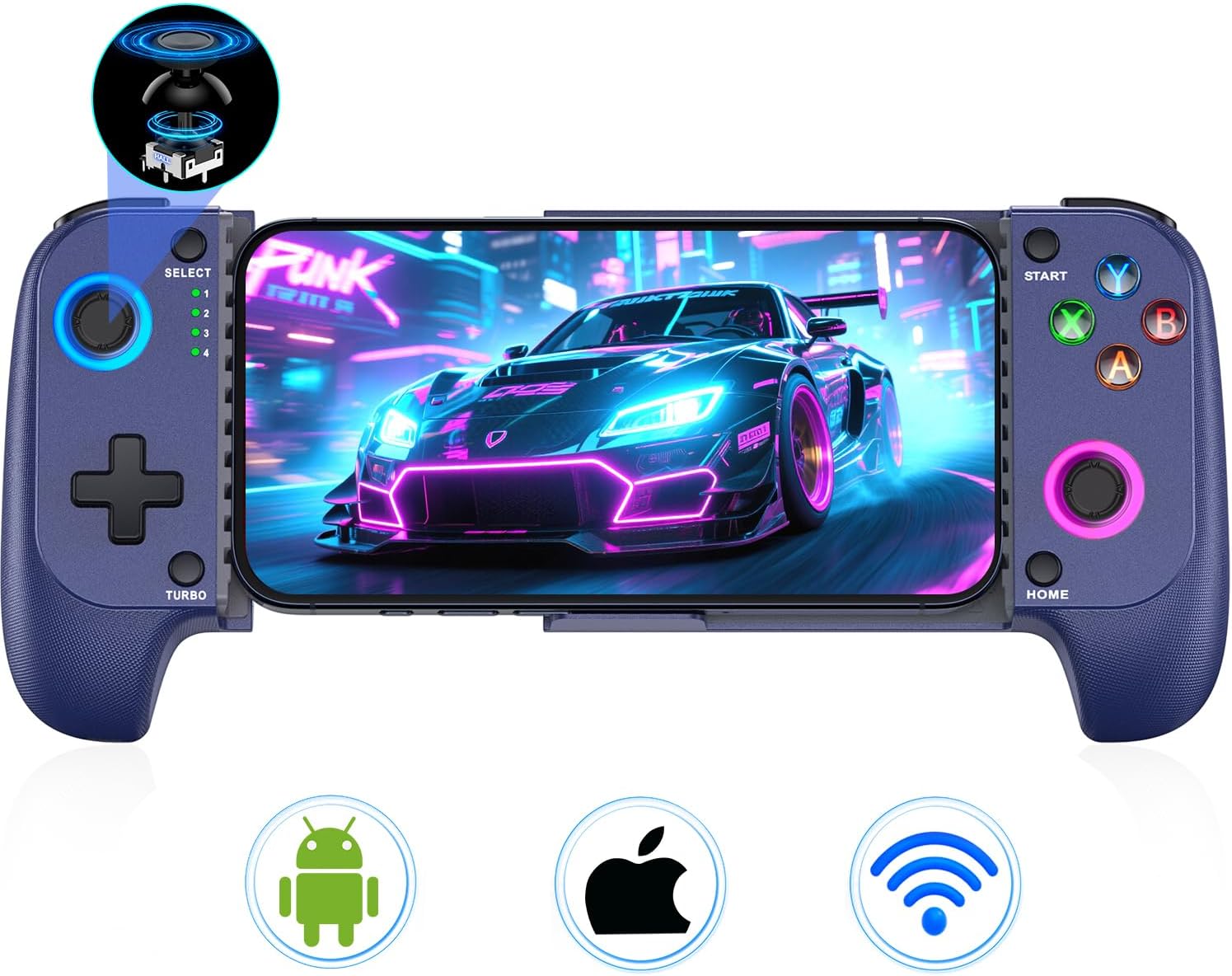 LIFUFUTEE Mobile Gaming Controller for iPhone/Android, Wireless Phone Controller with Hall Joysticks, Mobile Controller Phone Case Support for Xbox Game Pass, Steam Link & More, Blue