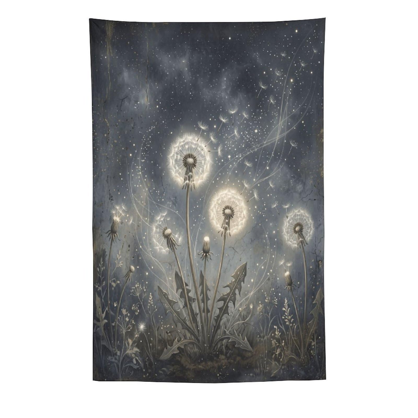 H3B8U2Y5 Dandelion Moon Wall Tapestry, Fantasy Illustration, Bed