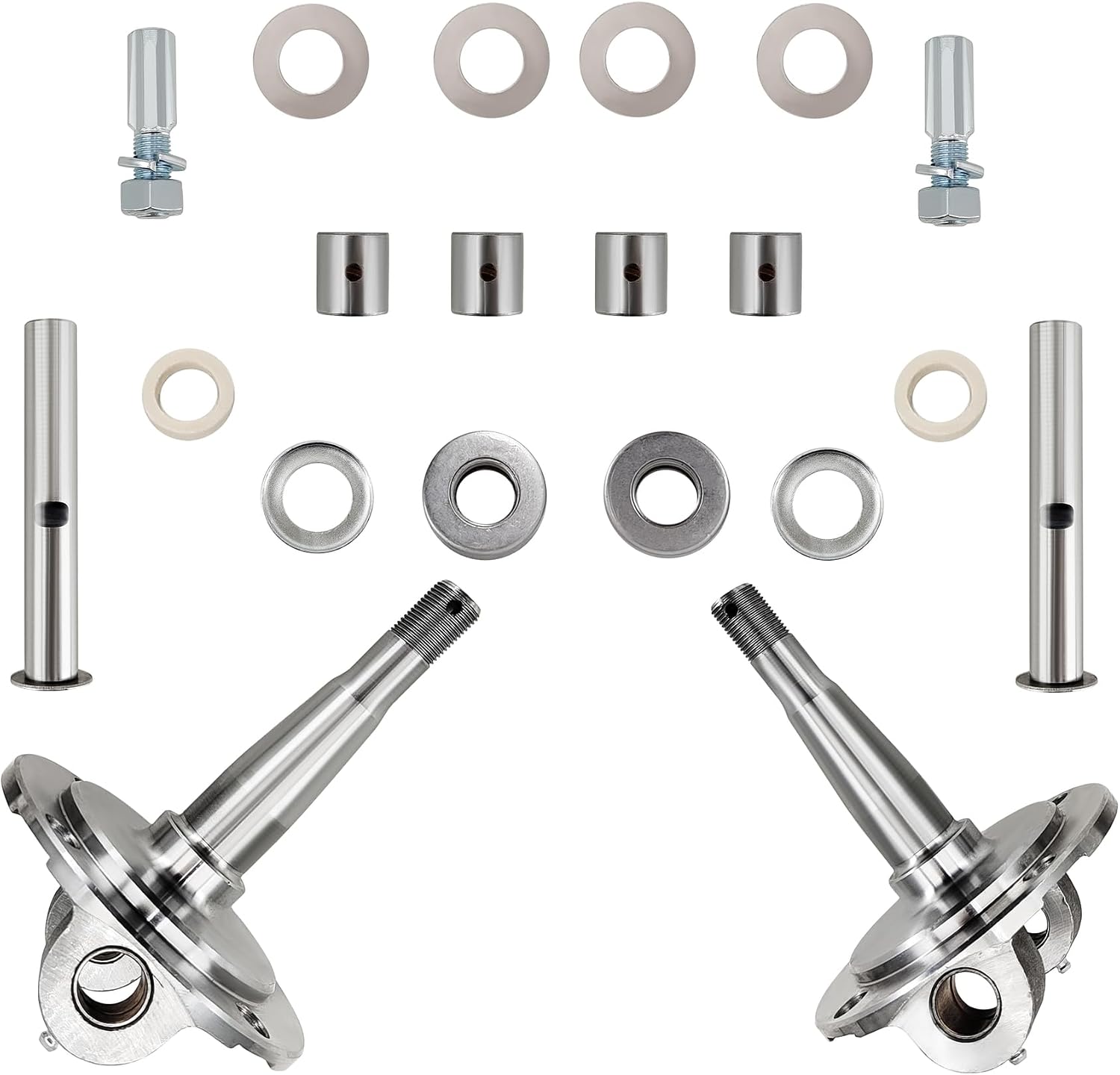 One-Piece Drop-forged Steel Straight Axle Round Spindle With King Pin & Nuts & Bushings Kit For 1928-1948 Ford Sedan Delivery| 3/4 Ton Pickup| 1/2 Ton Pickup| 1 Ton Pickup