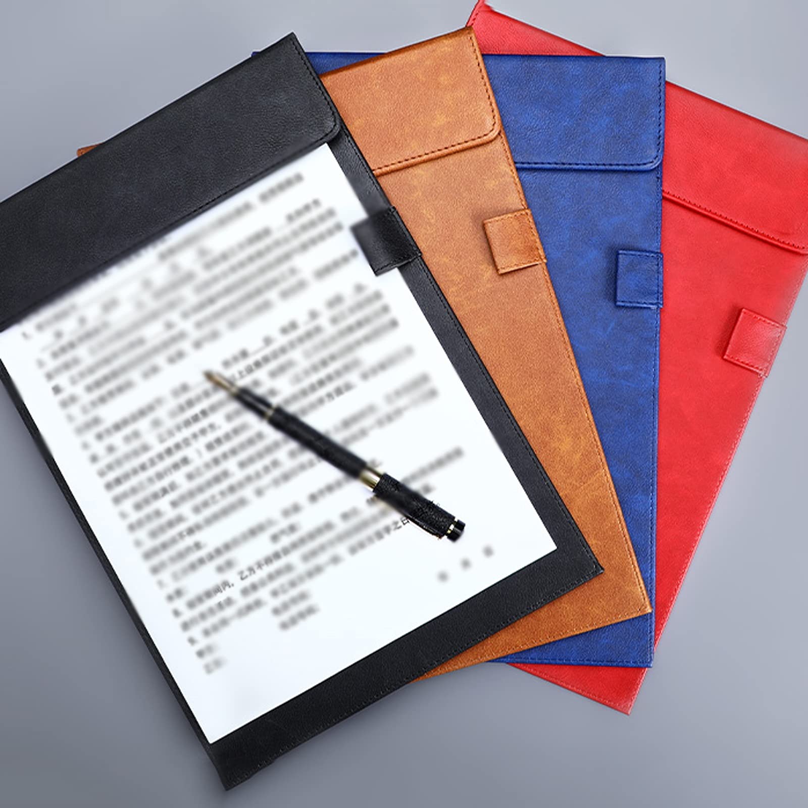 Schreiben von Pad-Clip-Board A4- und Briefgröße mit Leder-Zwischenablage mit Stifthalter Multi-Color Magnetic-Schreibens-Bord-Ordner für Unternehmen, Büro-5-Packungen Clipboard-Ordner