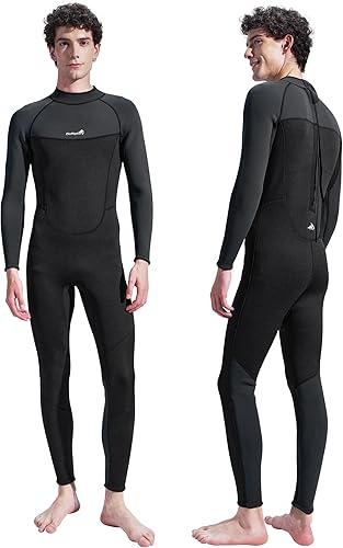 Vista 9 de Trajes de neopreno para hombres y mujeres, pecho trasero con cremallera frontal, 0.157 pulgadas (3/0.079 in), trajes húmedos de cuerpo completo