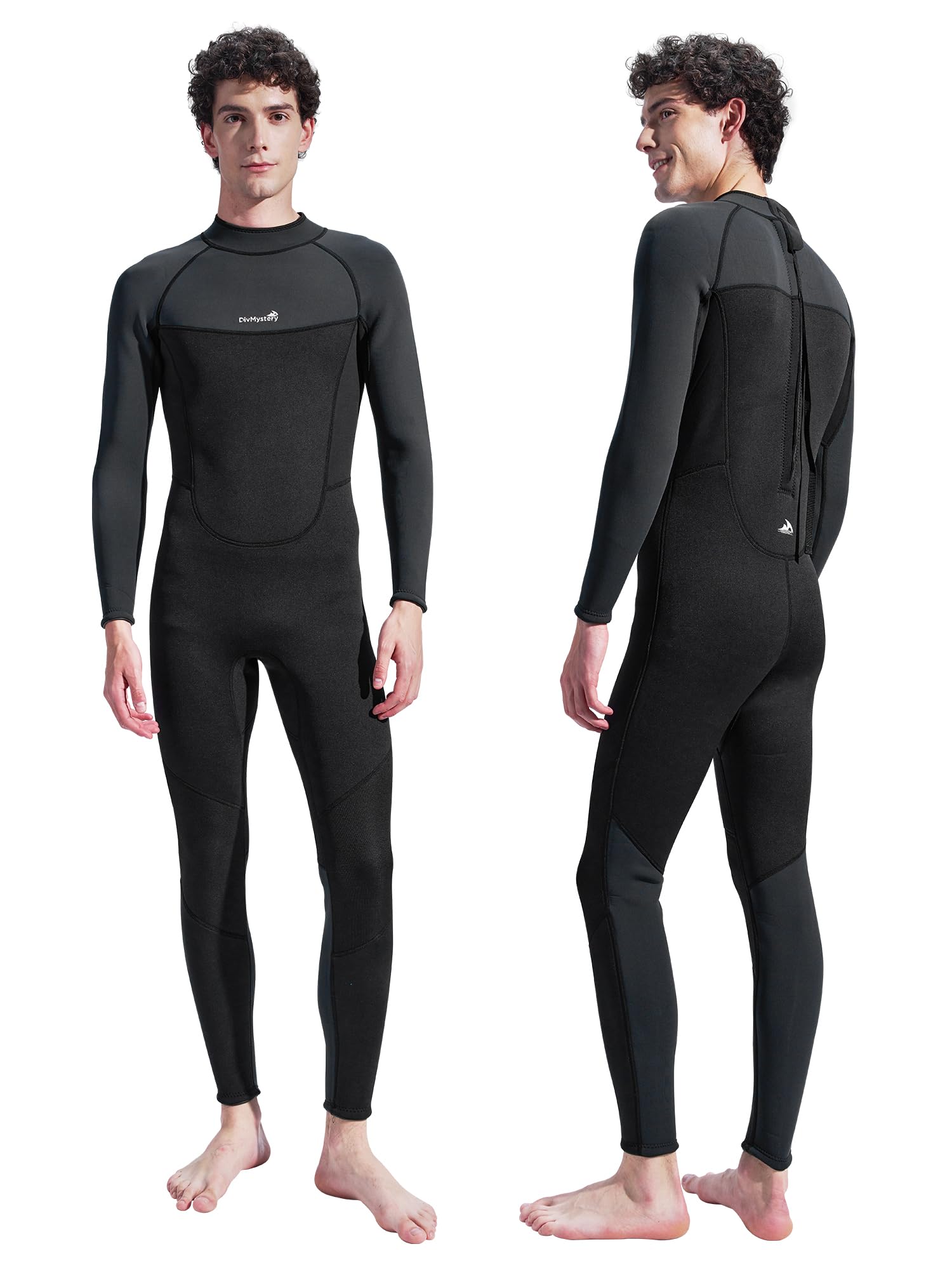 Wetsuits for Men (7 Sizes) - Super Stretchy - 3/2mm Back Zip Full Body Mens Wet Suits for Cold Water Diving Swimming Surfing Snorkeling Kayaking
