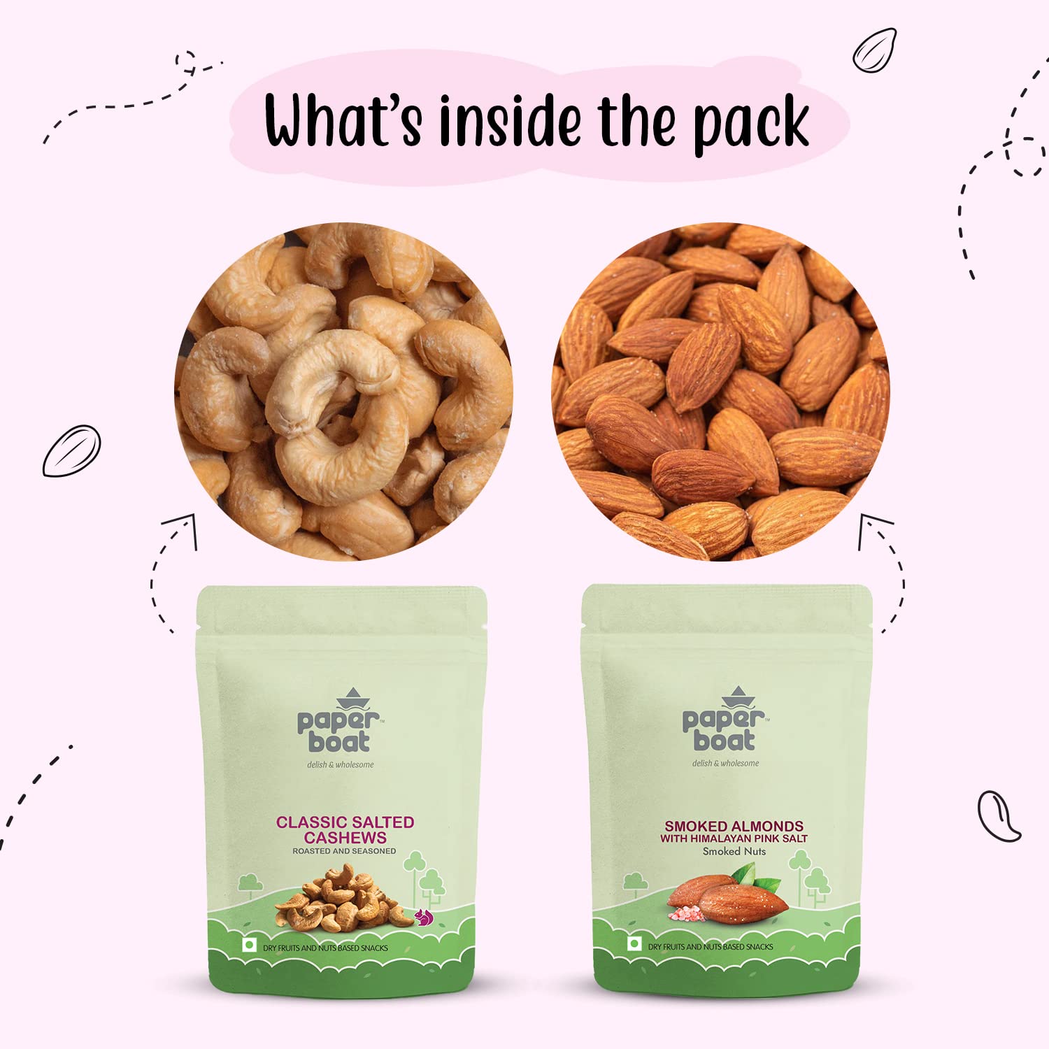Paper Boat Signature Roasted Almonds & Cashew Nuts Combo Pack | Roasted Nuts & Salted Cashews (2 X 200gms) 1